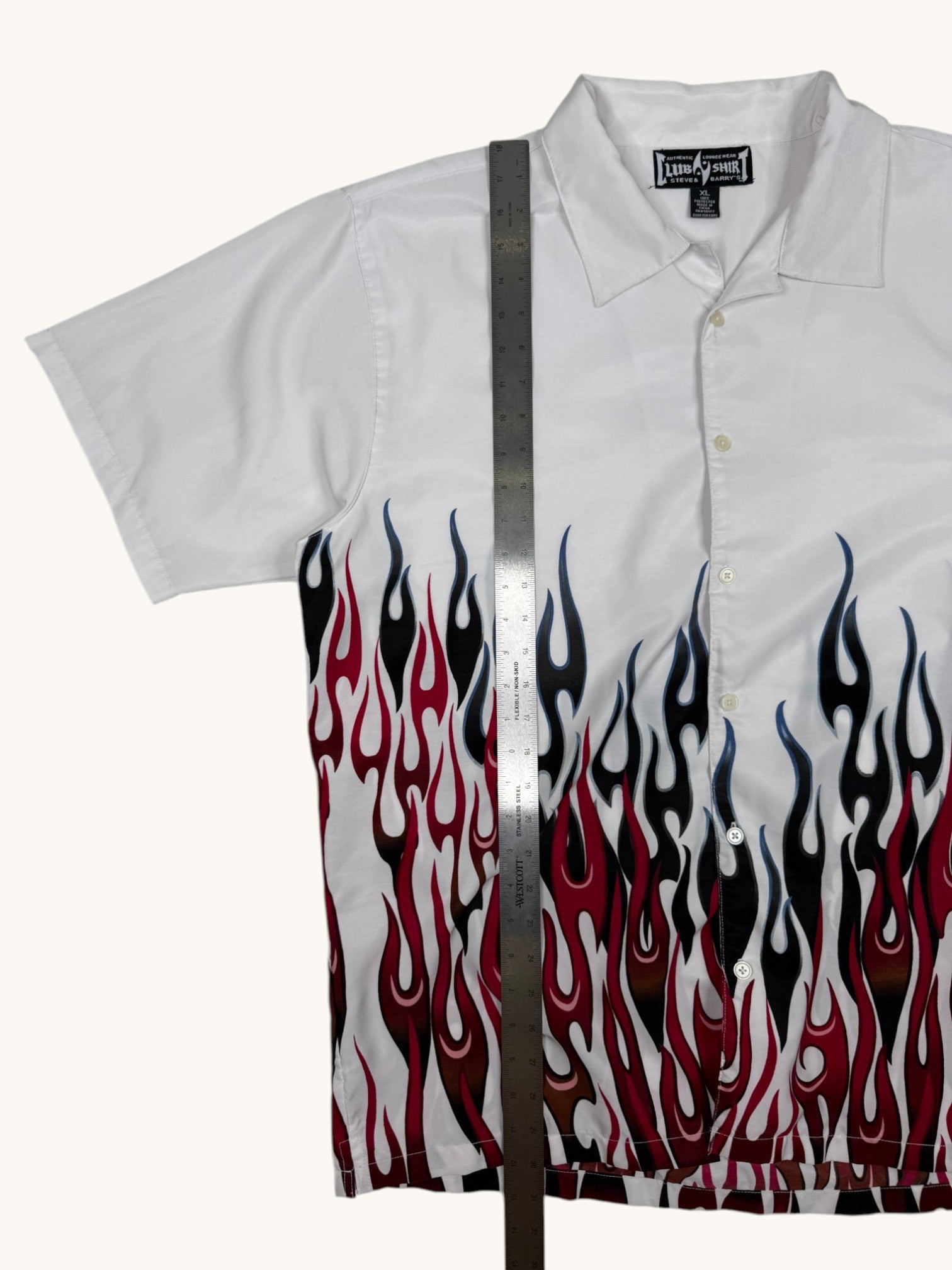 90s Club Shirt Flames Button Up - XL