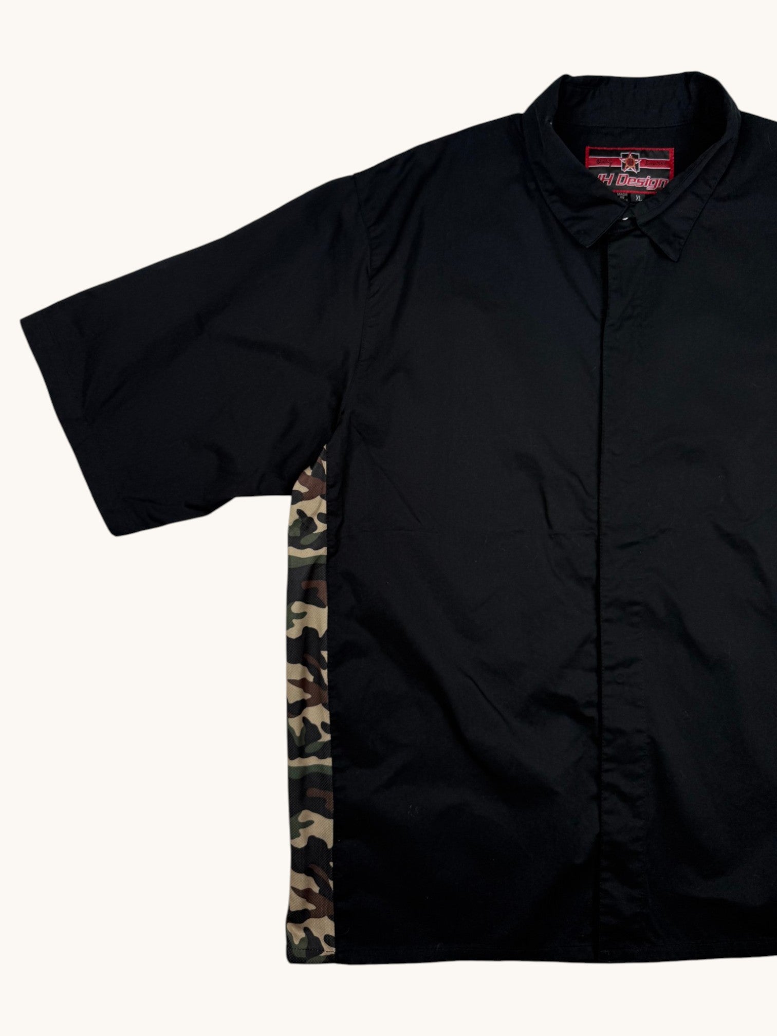 00s JH Design Black Camo Button Up Shirt - XL
