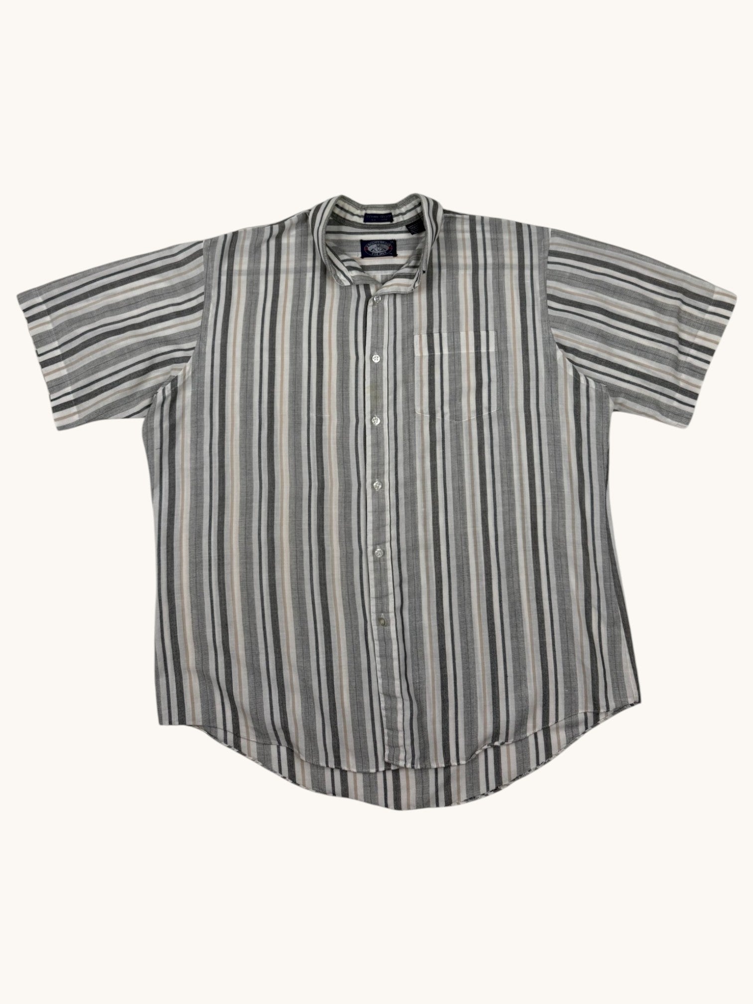 90s Knightsbridge Gray Stripe Button-Up Shirt - XL