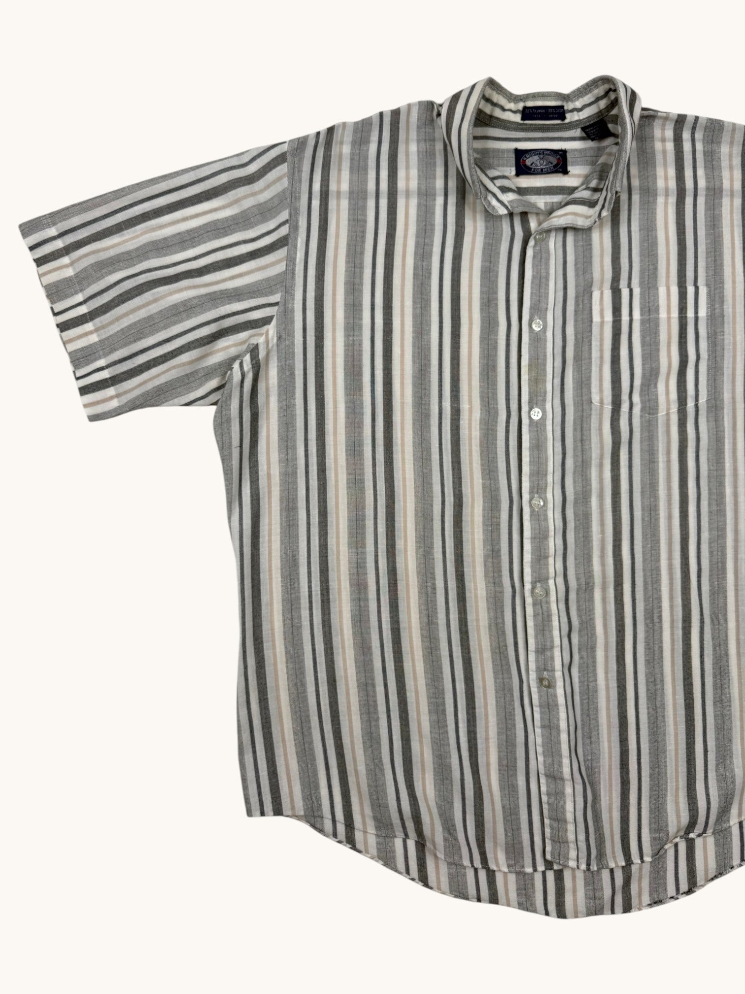 90s Knightsbridge Gray Stripe Button-Up Shirt - XL