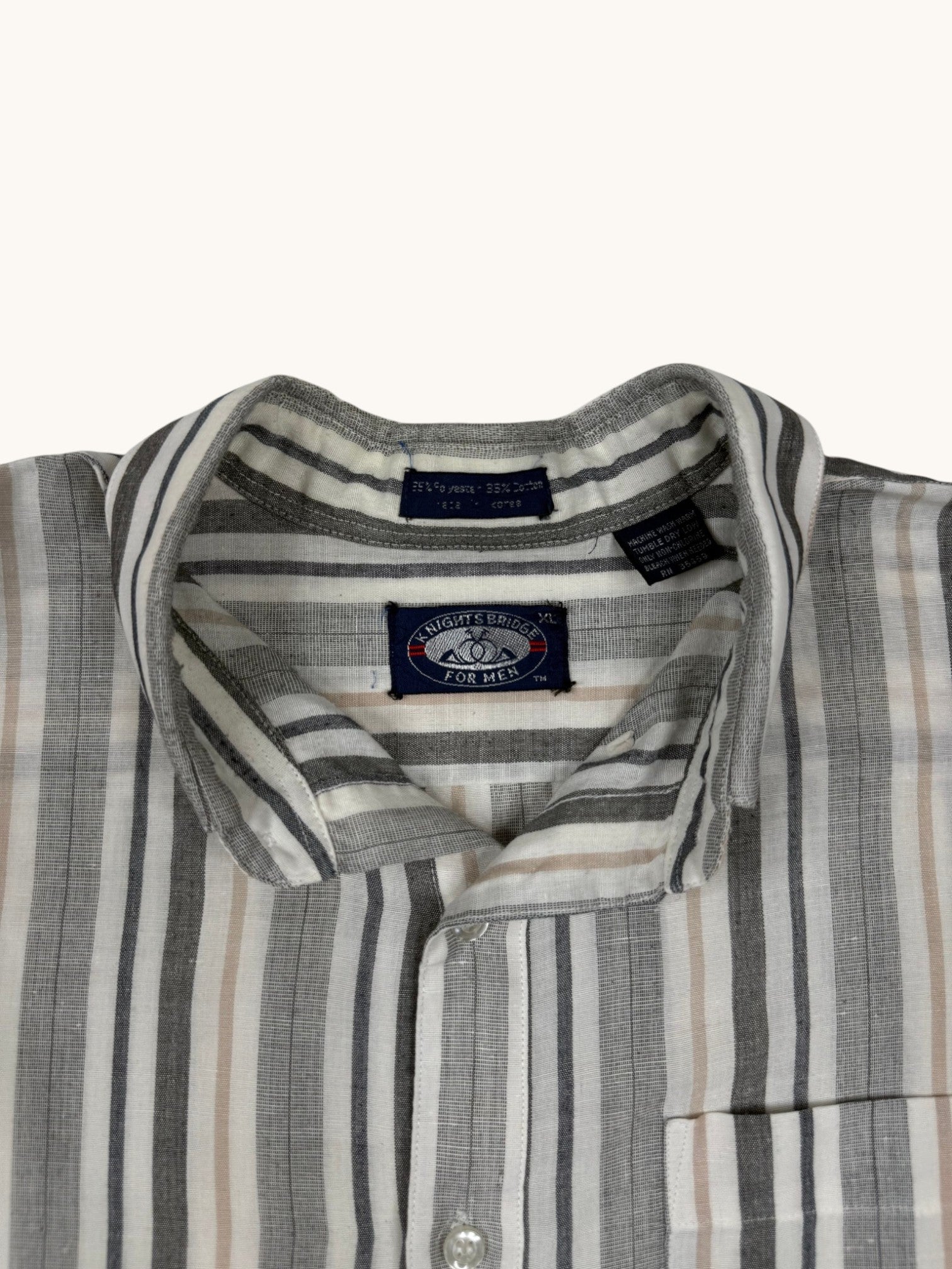 90s Knightsbridge Gray Stripe Button-Up Shirt - XL