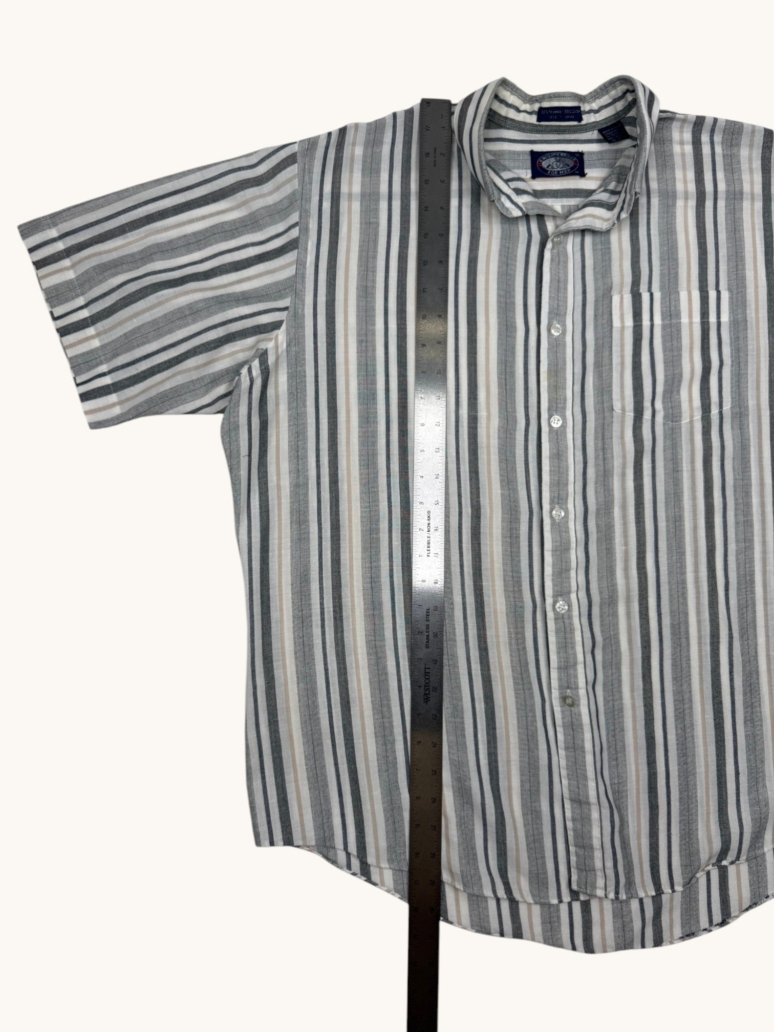 90s Knightsbridge Gray Stripe Button-Up Shirt - XL