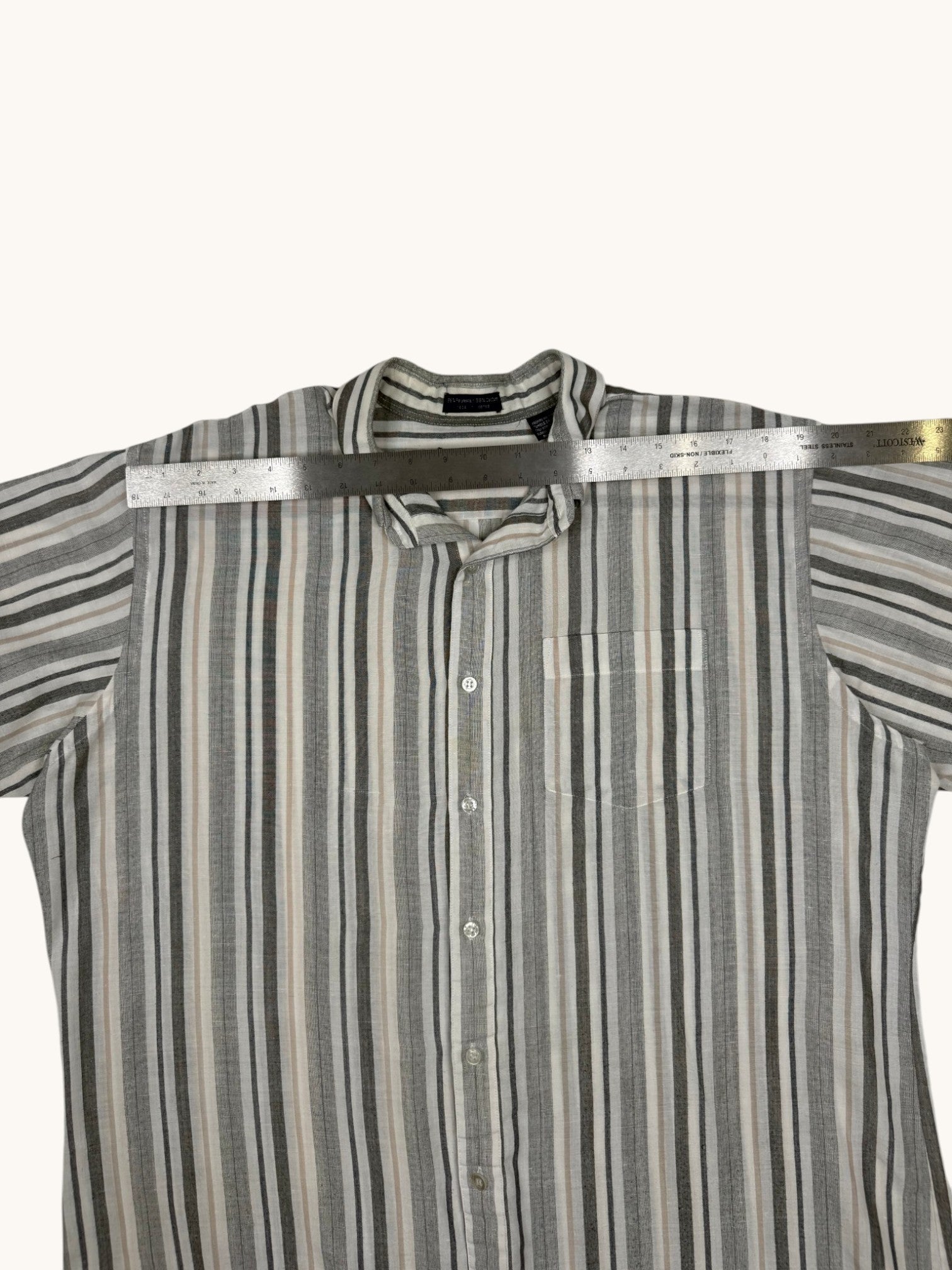 90s Knightsbridge Gray Stripe Button-Up Shirt - XL