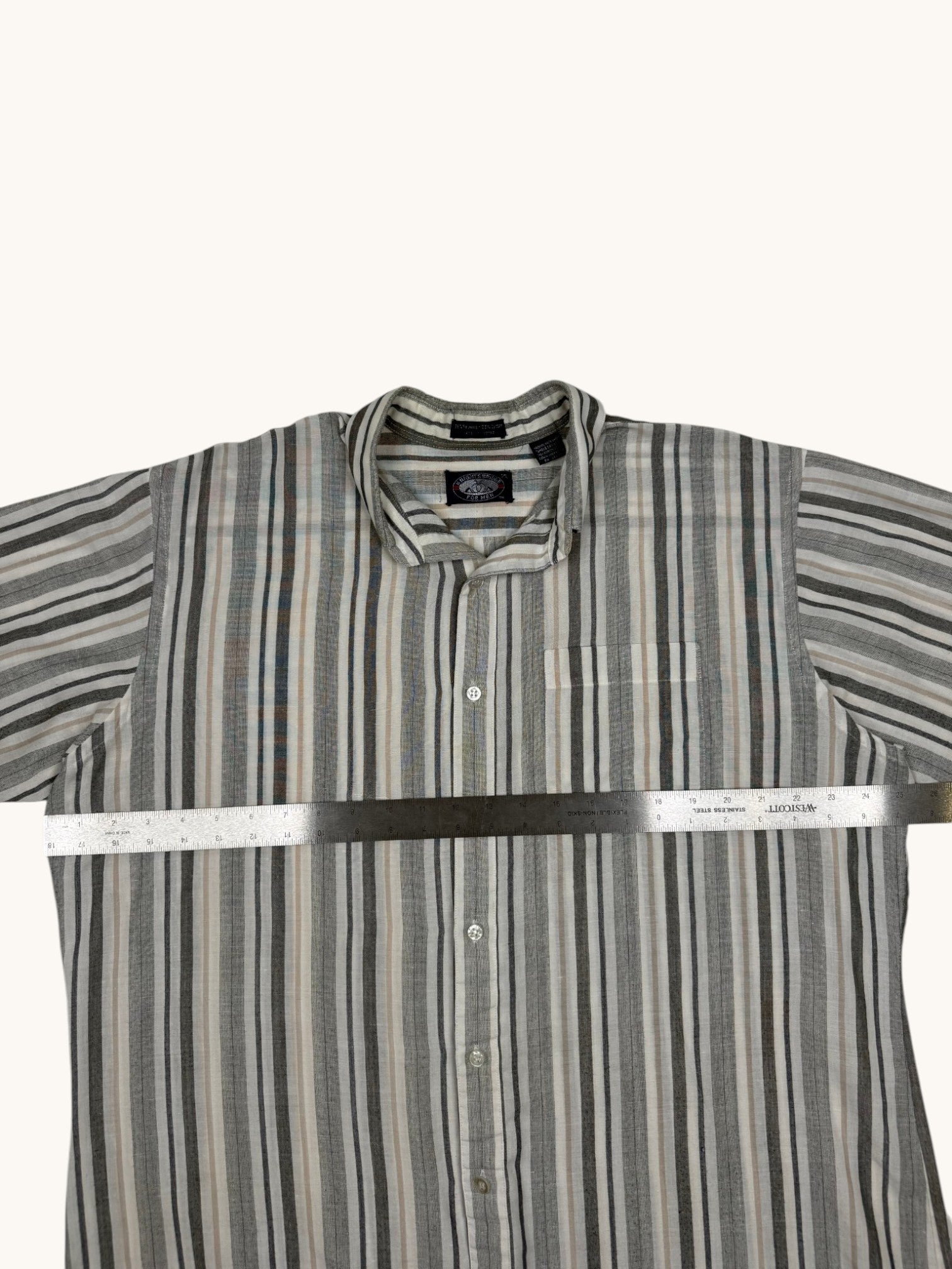 90s Knightsbridge Gray Stripe Button-Up Shirt - XL
