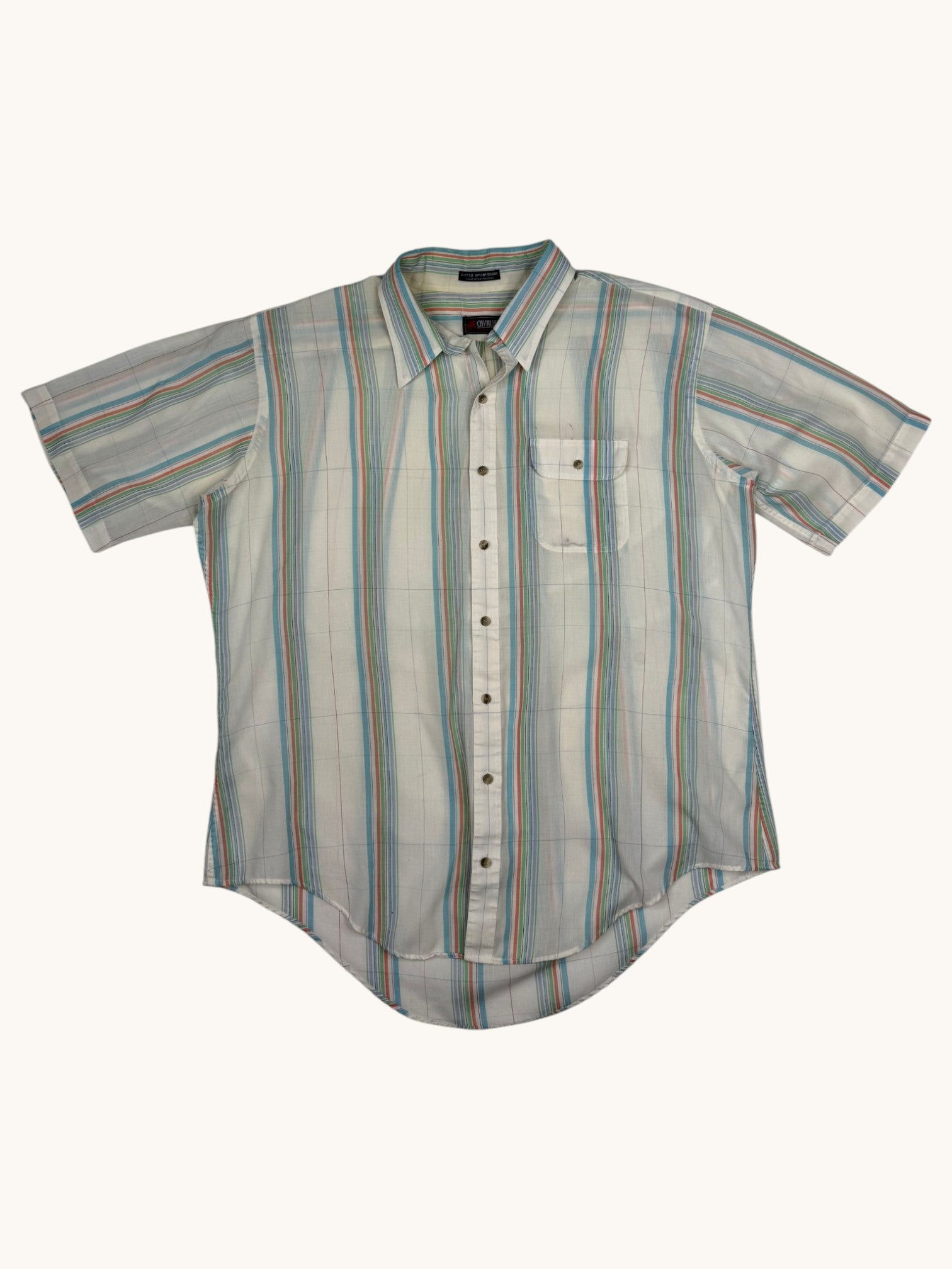 90s Cavalier Multicolor Stripe Button-Up Shirt - 2XL
