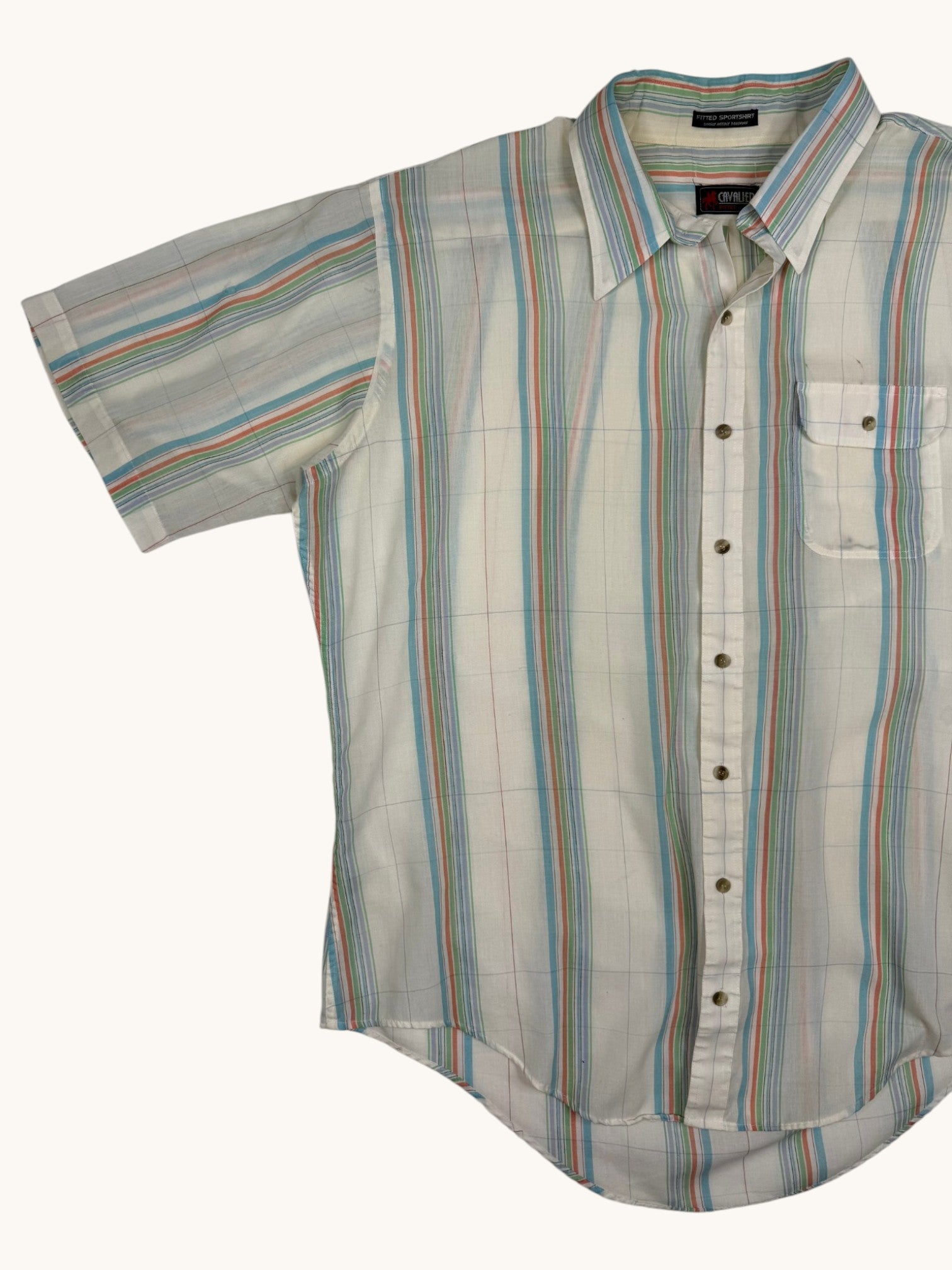 90s Cavalier Multicolor Stripe Button-Up Shirt - 2XL