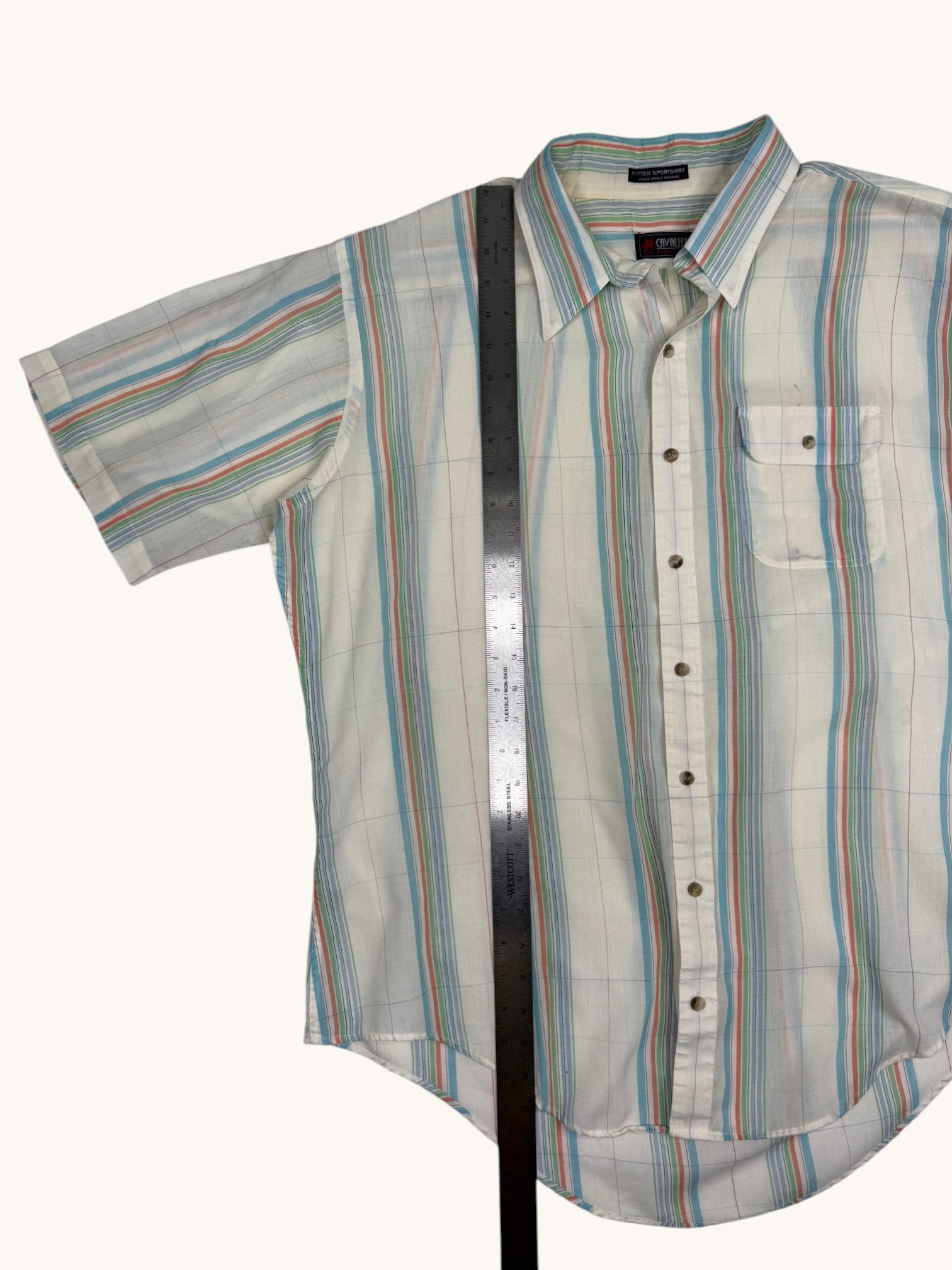 90s Cavalier Multicolor Stripe Button-Up Shirt - 2XL