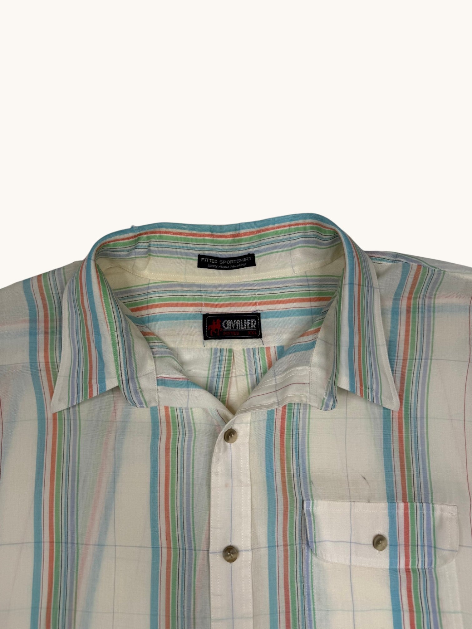 90s Cavalier Multicolor Stripe Button-Up Shirt - 2XL