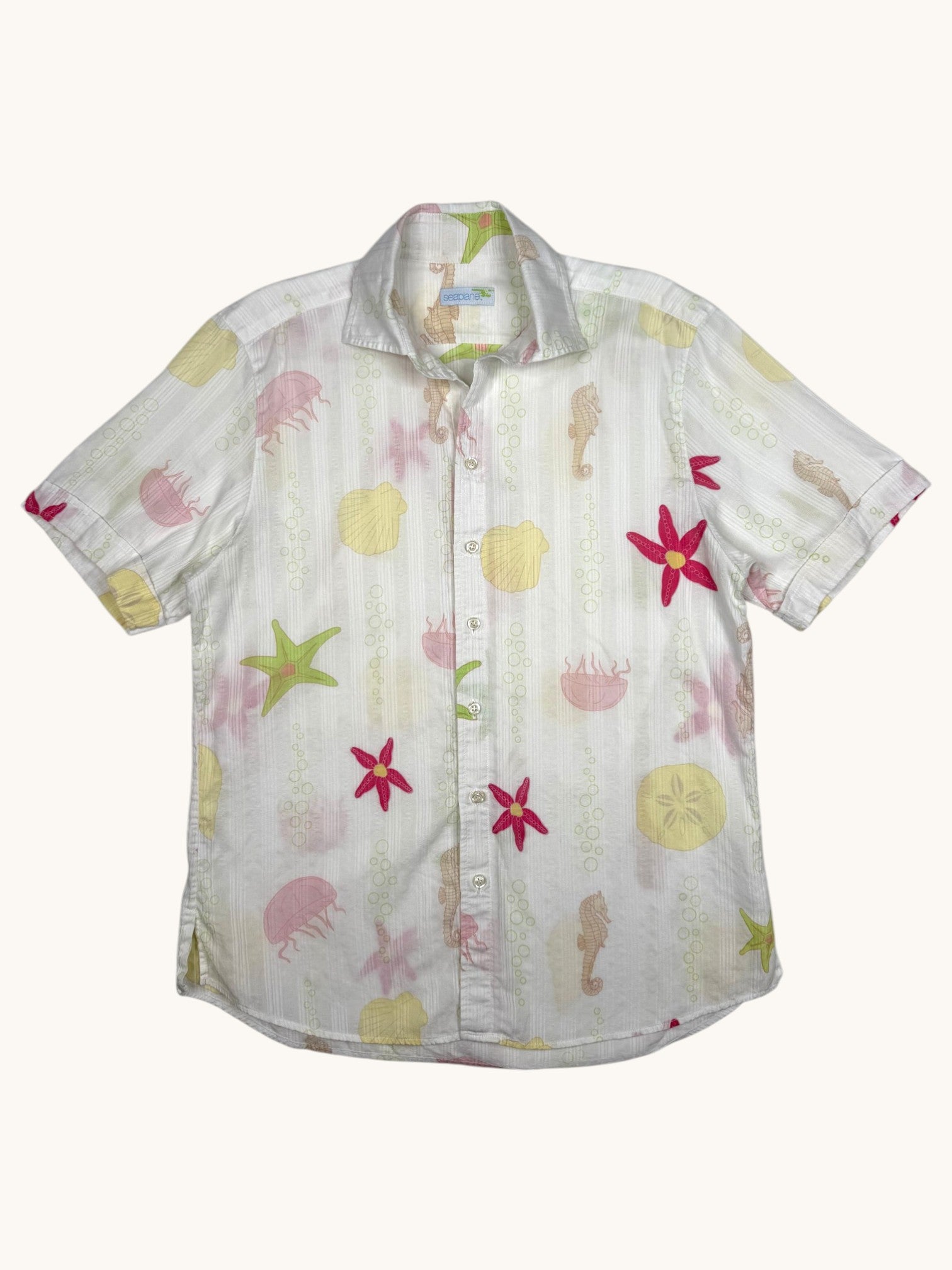 90s Seaplane Ocean Button Up Shirt - M
