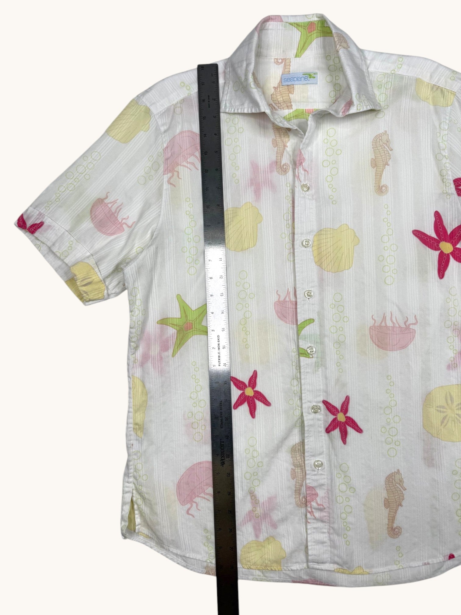 90s Seaplane Ocean Button Up Shirt - M