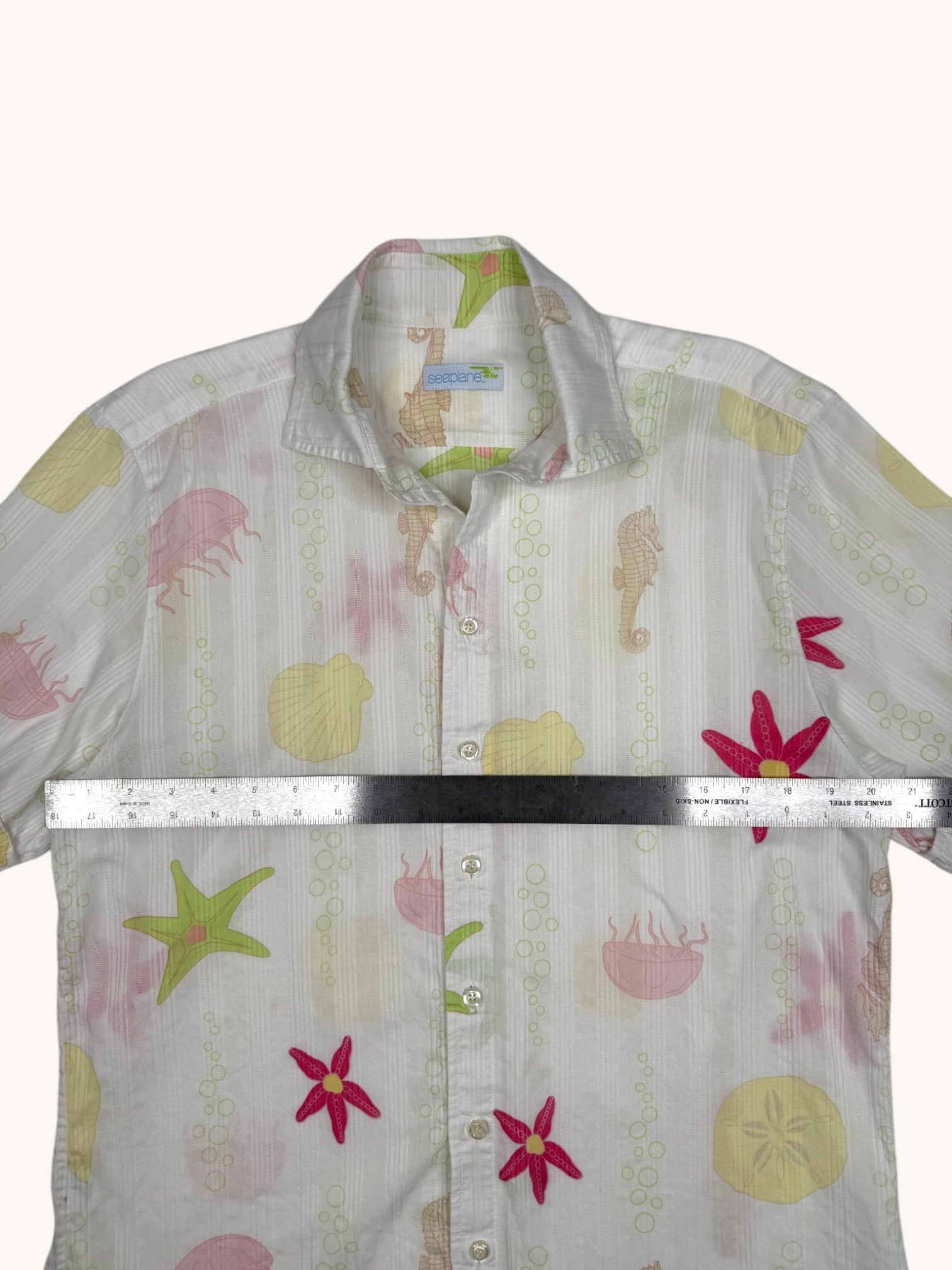 90s Seaplane Ocean Button Up Shirt - M