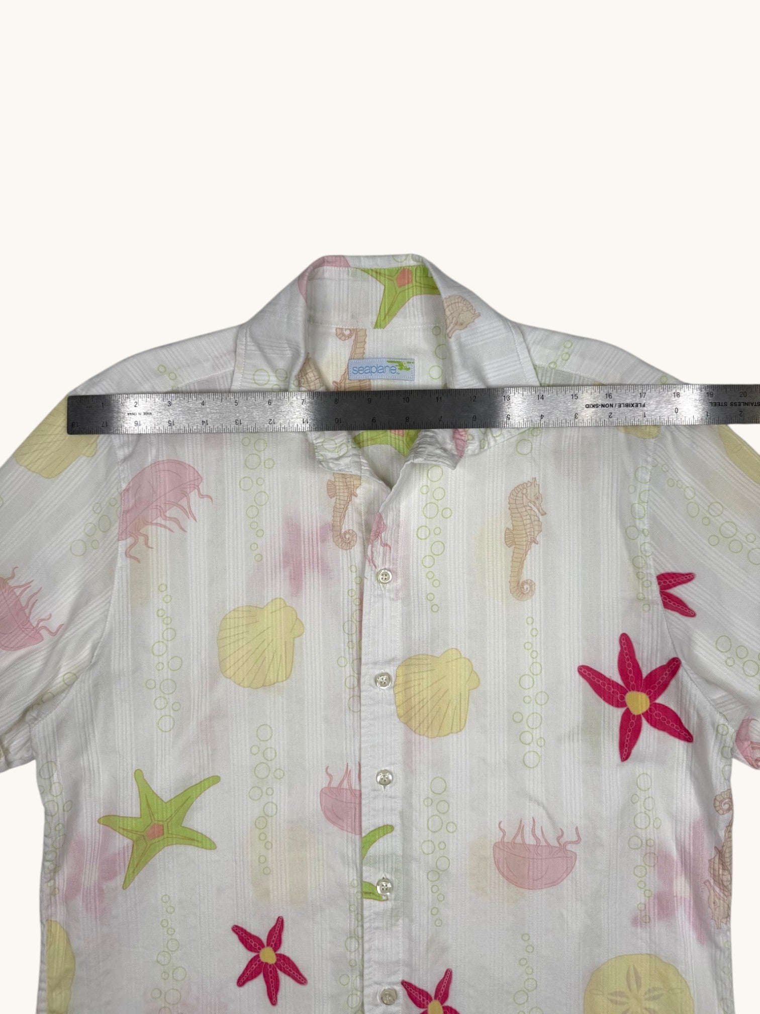 90s Seaplane Ocean Button Up Shirt - M