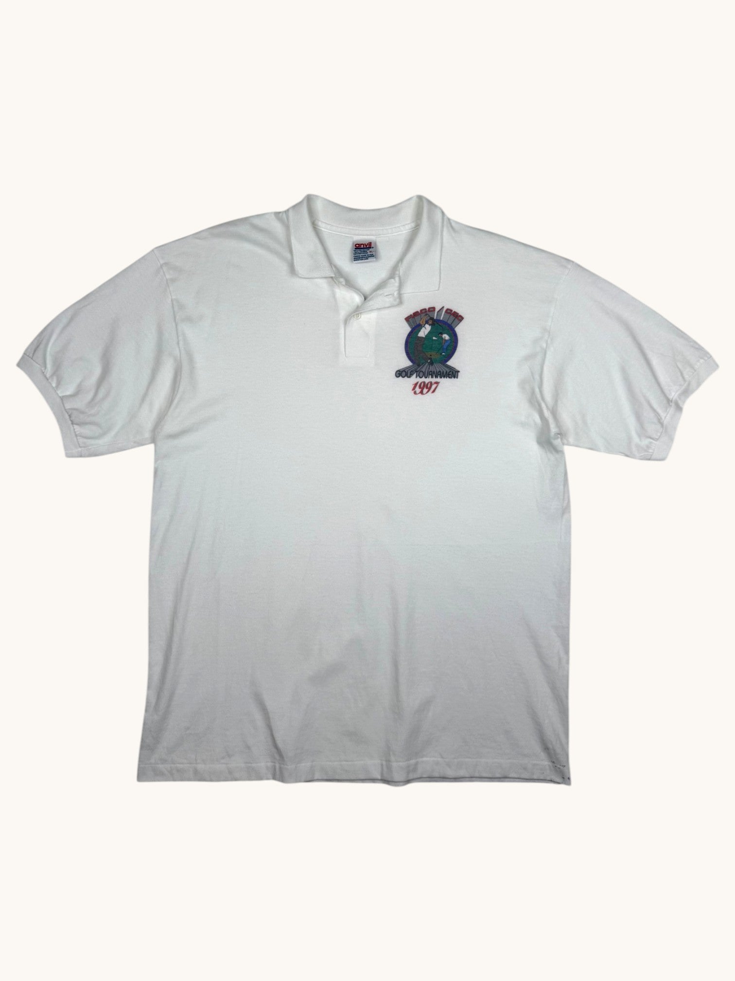 90s Anvil White Golf Polo - XL