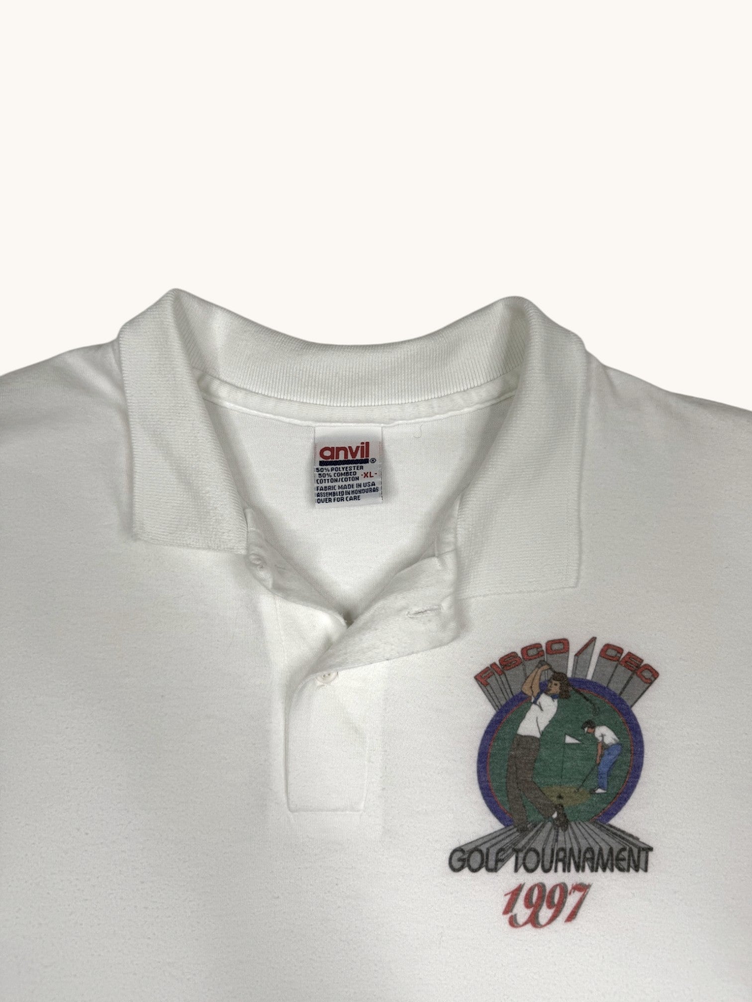 90s Anvil White Golf Polo - XL