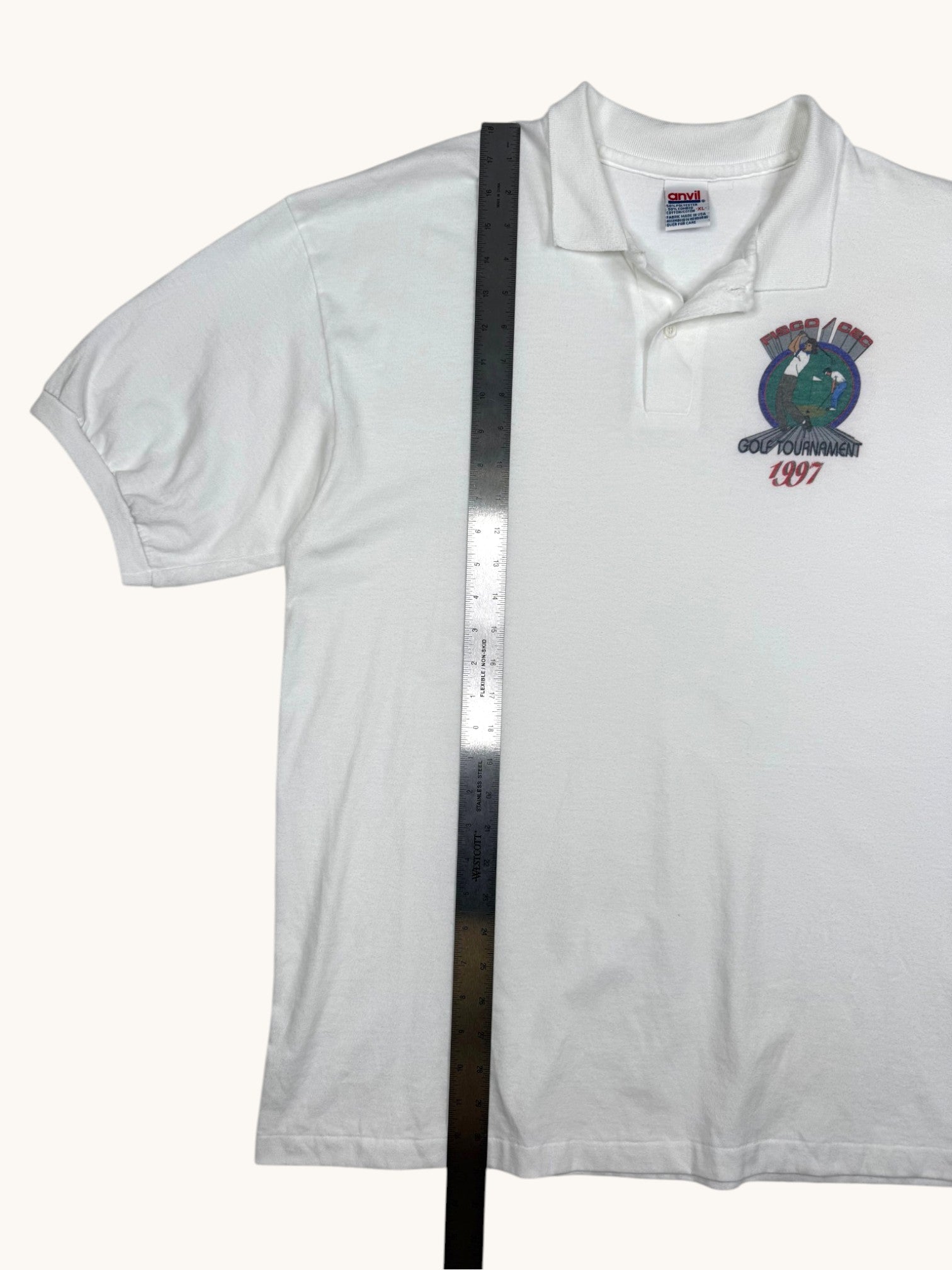 90s Anvil White Golf Polo - XL