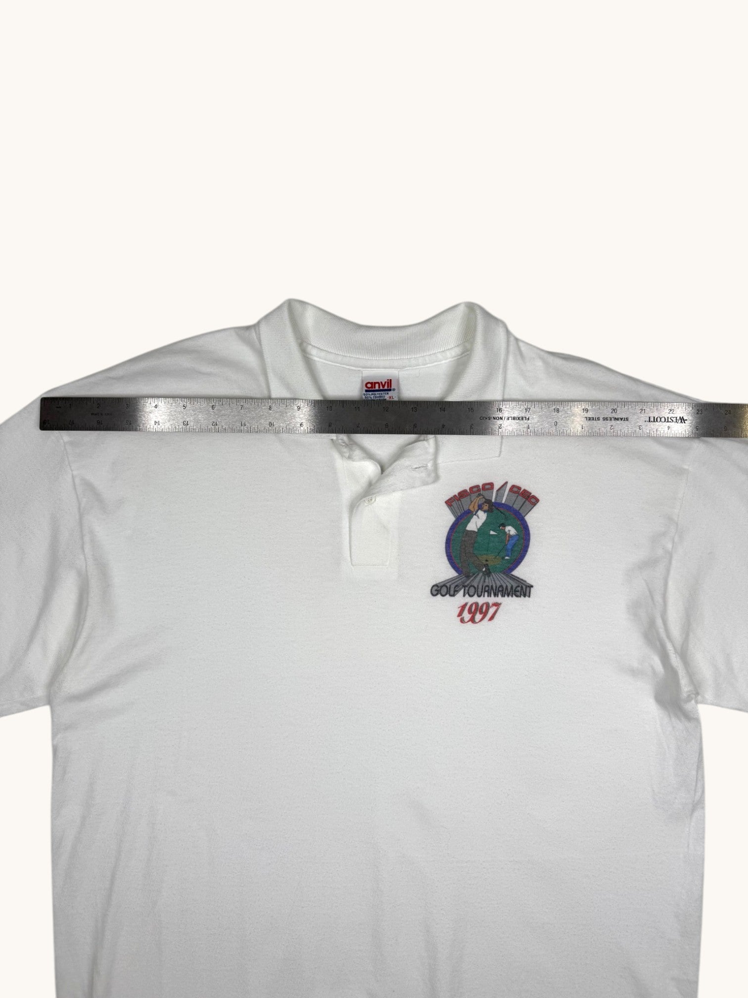 90s Anvil White Golf Polo - XL