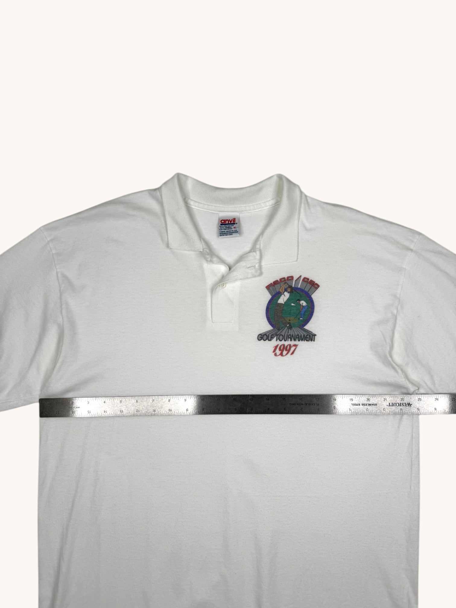 90s Anvil White Golf Polo - XL