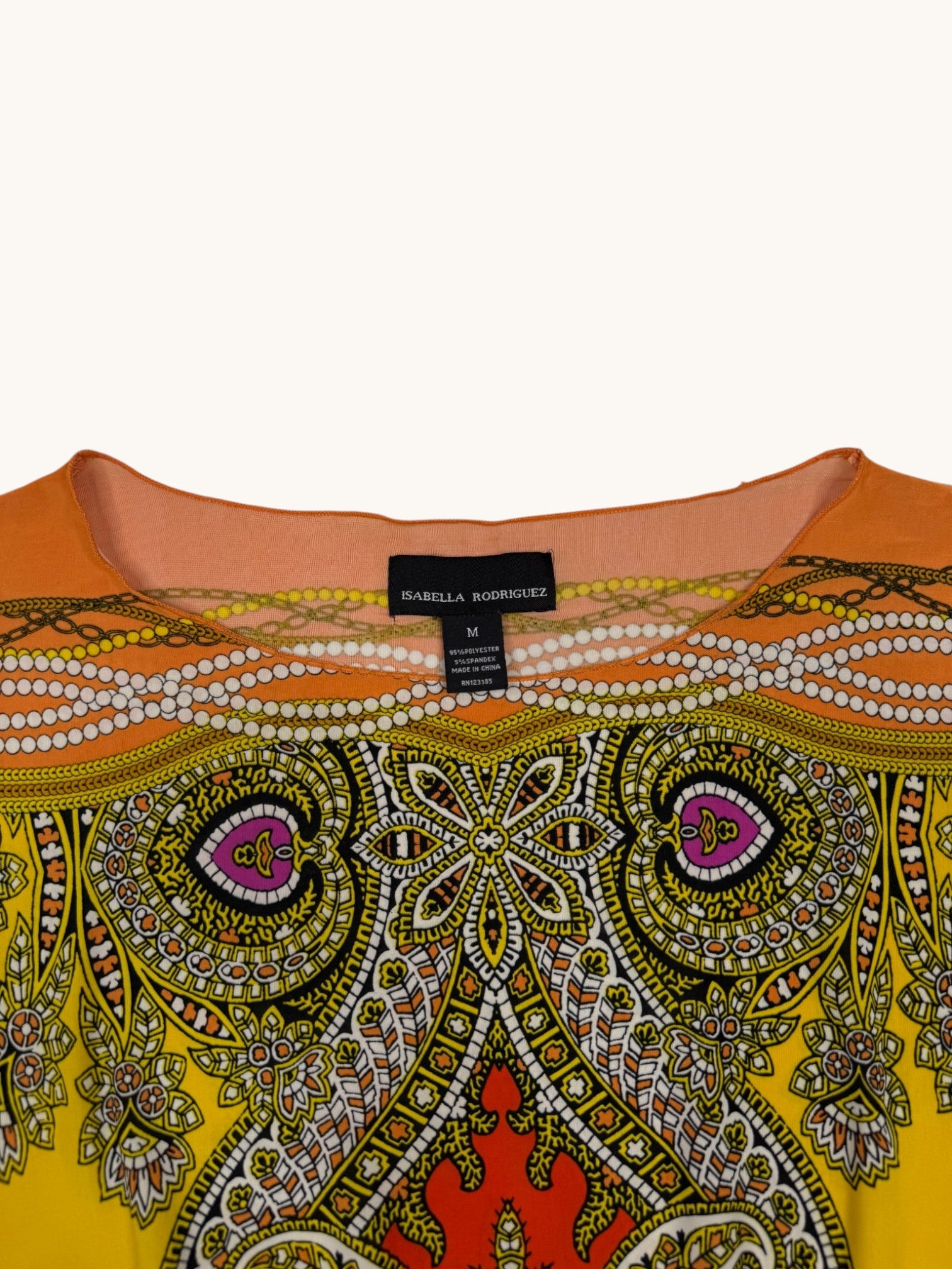 90s Isabella Rodriguez Orange Patterned Top - M