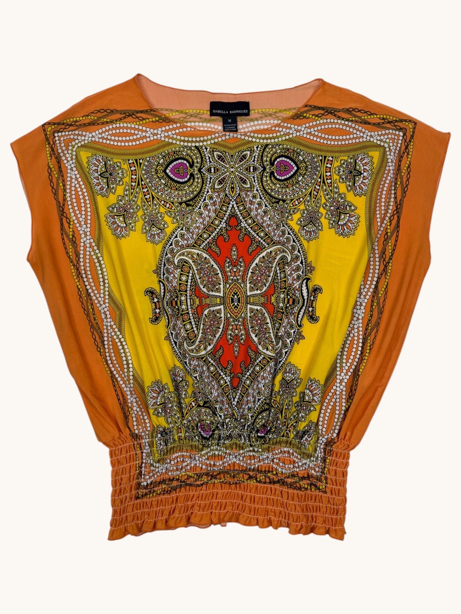 90s Isabella Rodriguez Orange Patterned Top - M