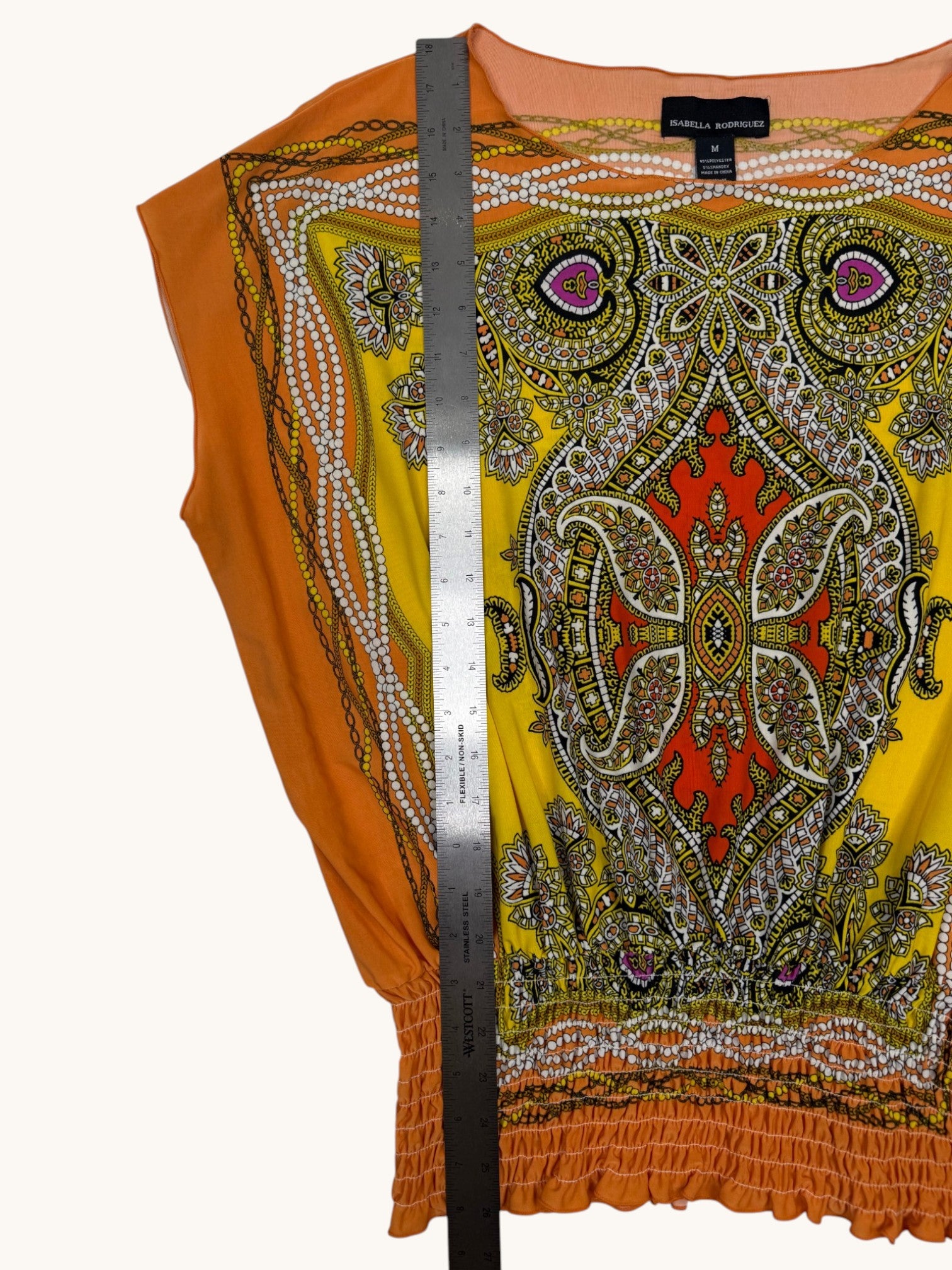 90s Isabella Rodriguez Orange Patterned Top - M
