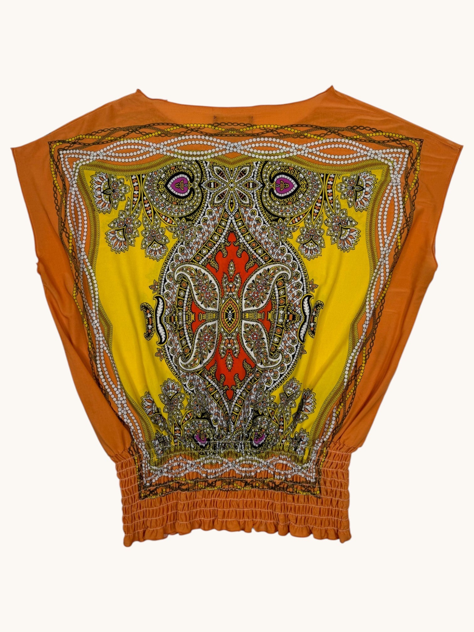 90s Isabella Rodriguez Orange Patterned Top - M
