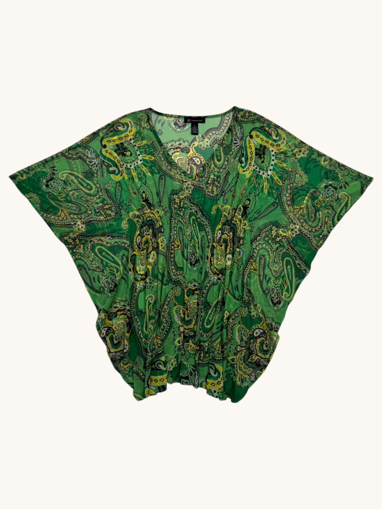 90s I.N.C. Green Paisley Top - S