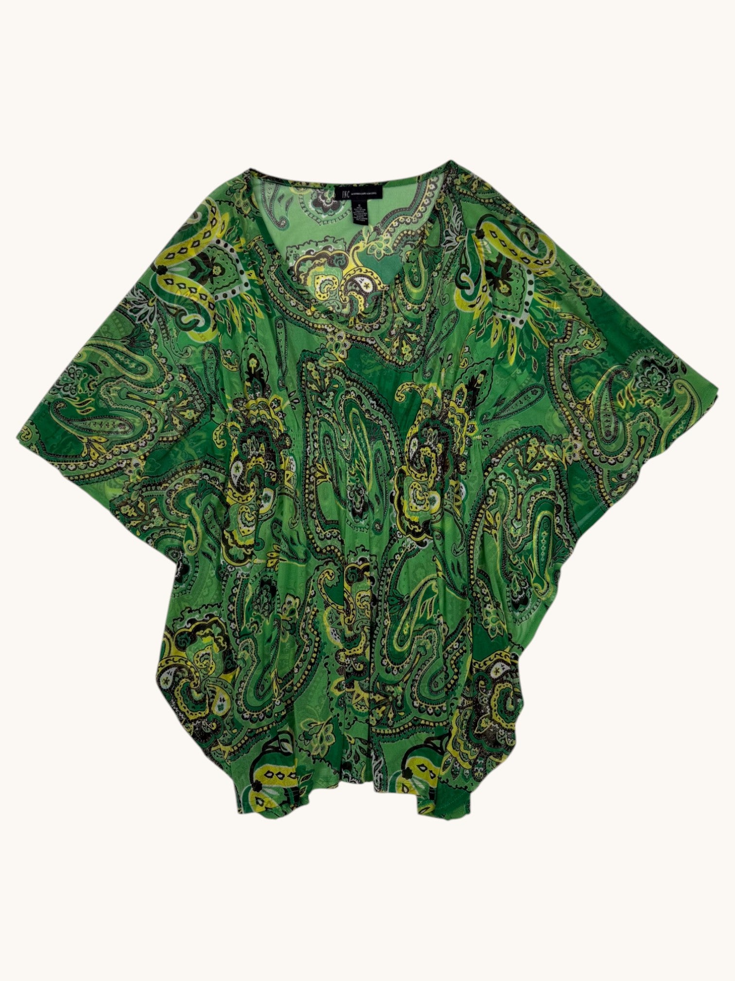 90s I.N.C. Green Paisley Top - S