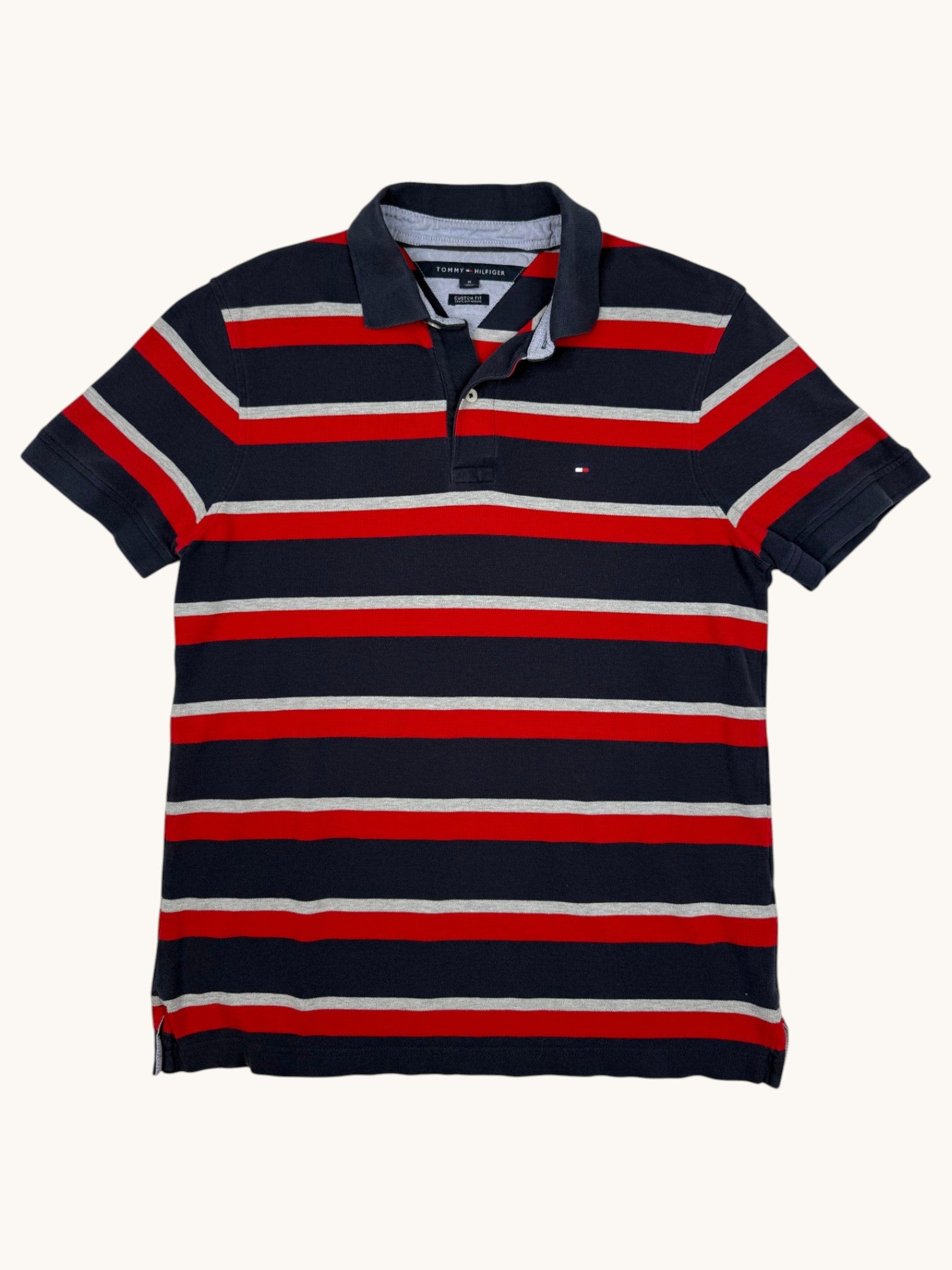90s Tommy Hilfiger Stripe Polo - M