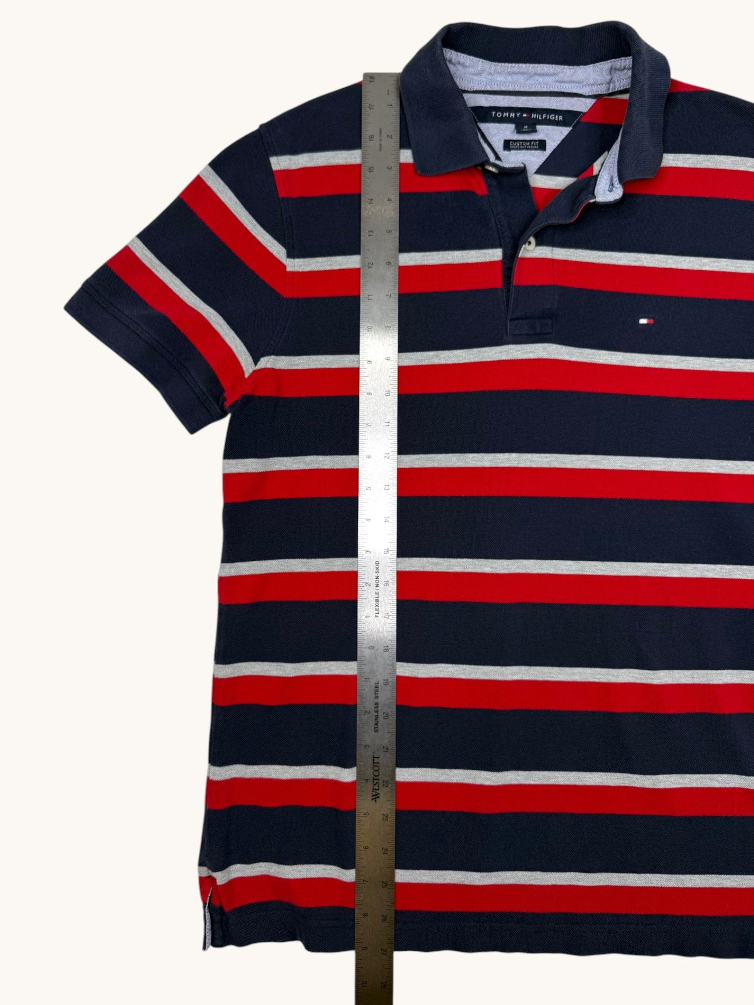 90s Tommy Hilfiger Stripe Polo - M