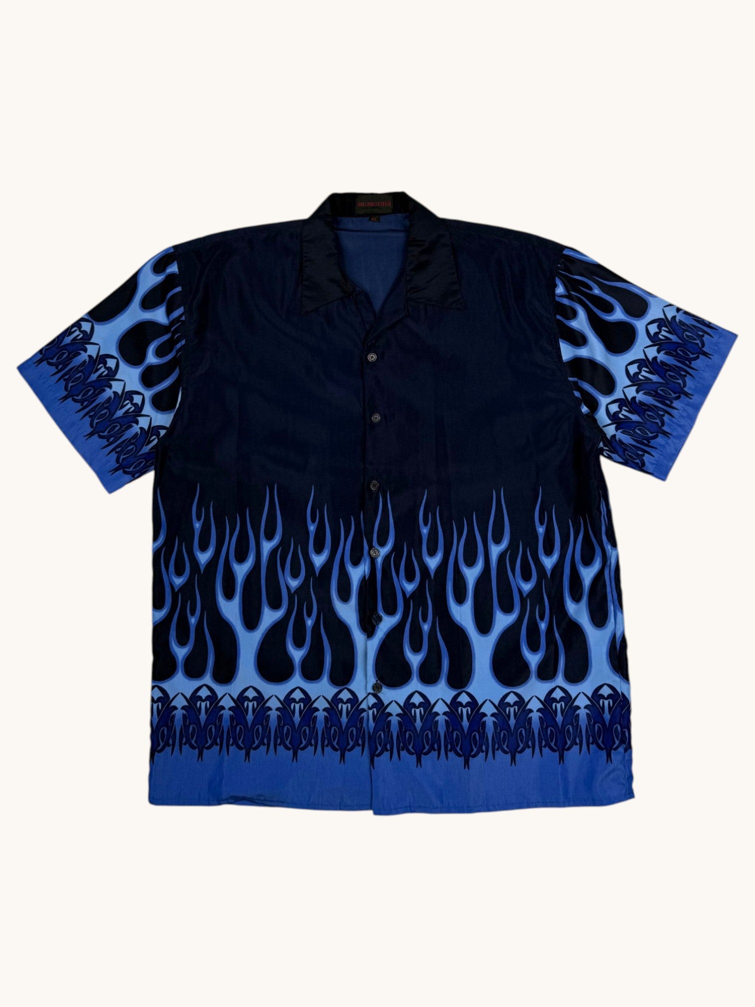 90s Big Brother Blue Flames Button Up - XL