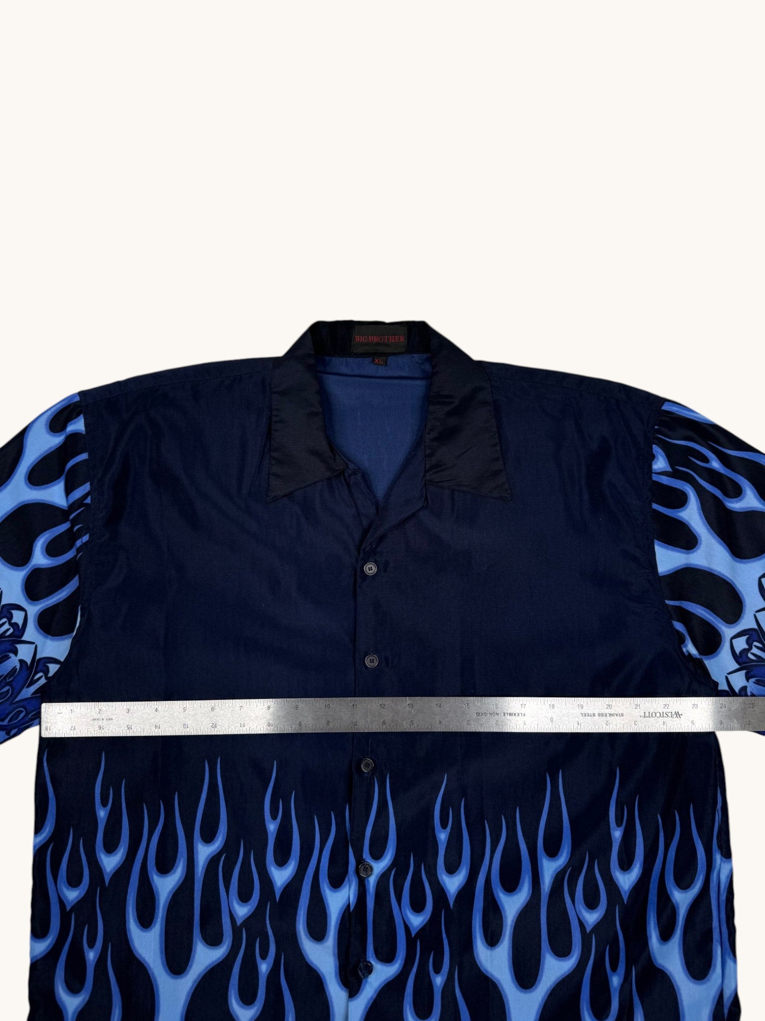 90s Big Brother Blue Flames Button Up - XL
