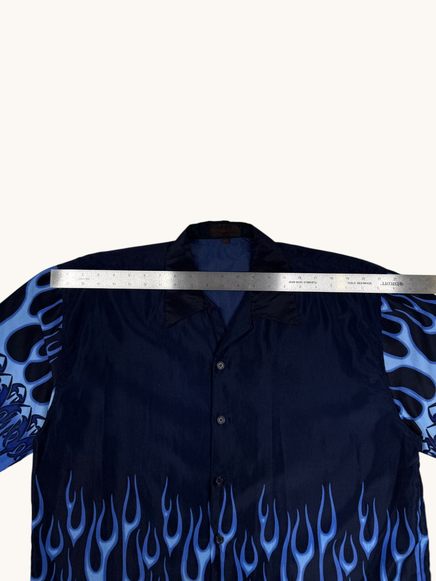 90s Big Brother Blue Flames Button Up - XL