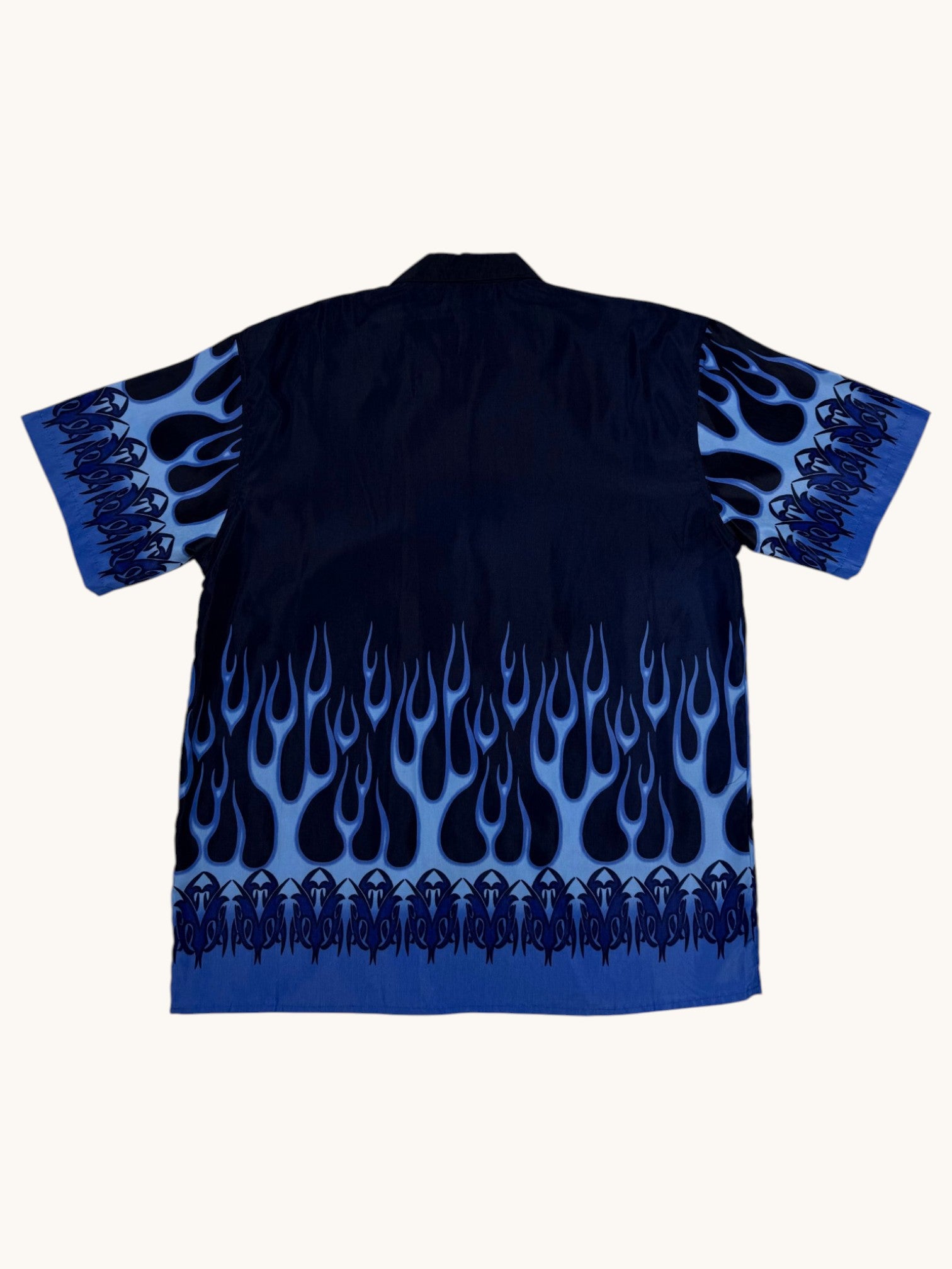 90s Big Brother Blue Flames Button Up - XL