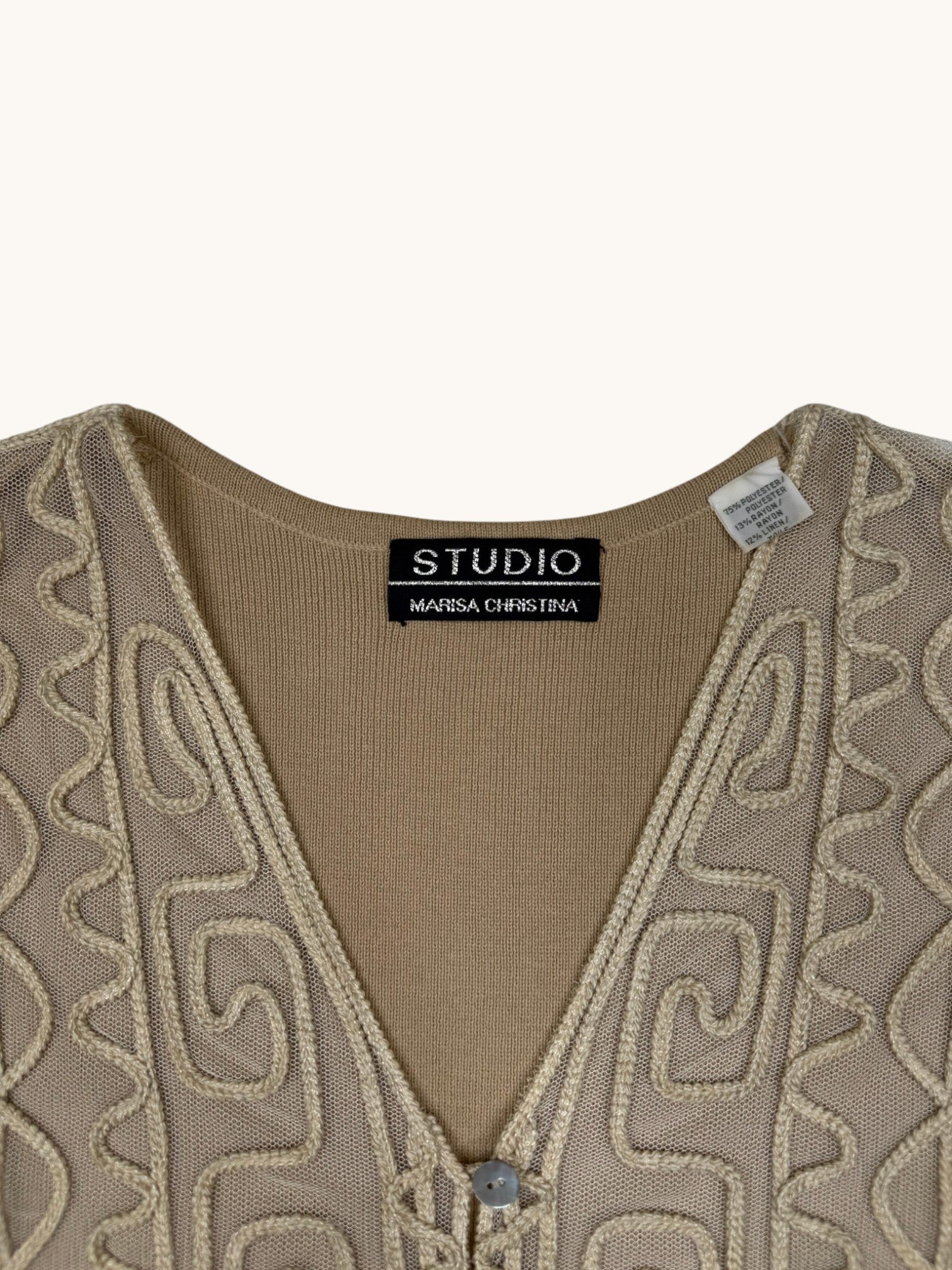 90s Studio Marisa Christina Beige Knit Vest