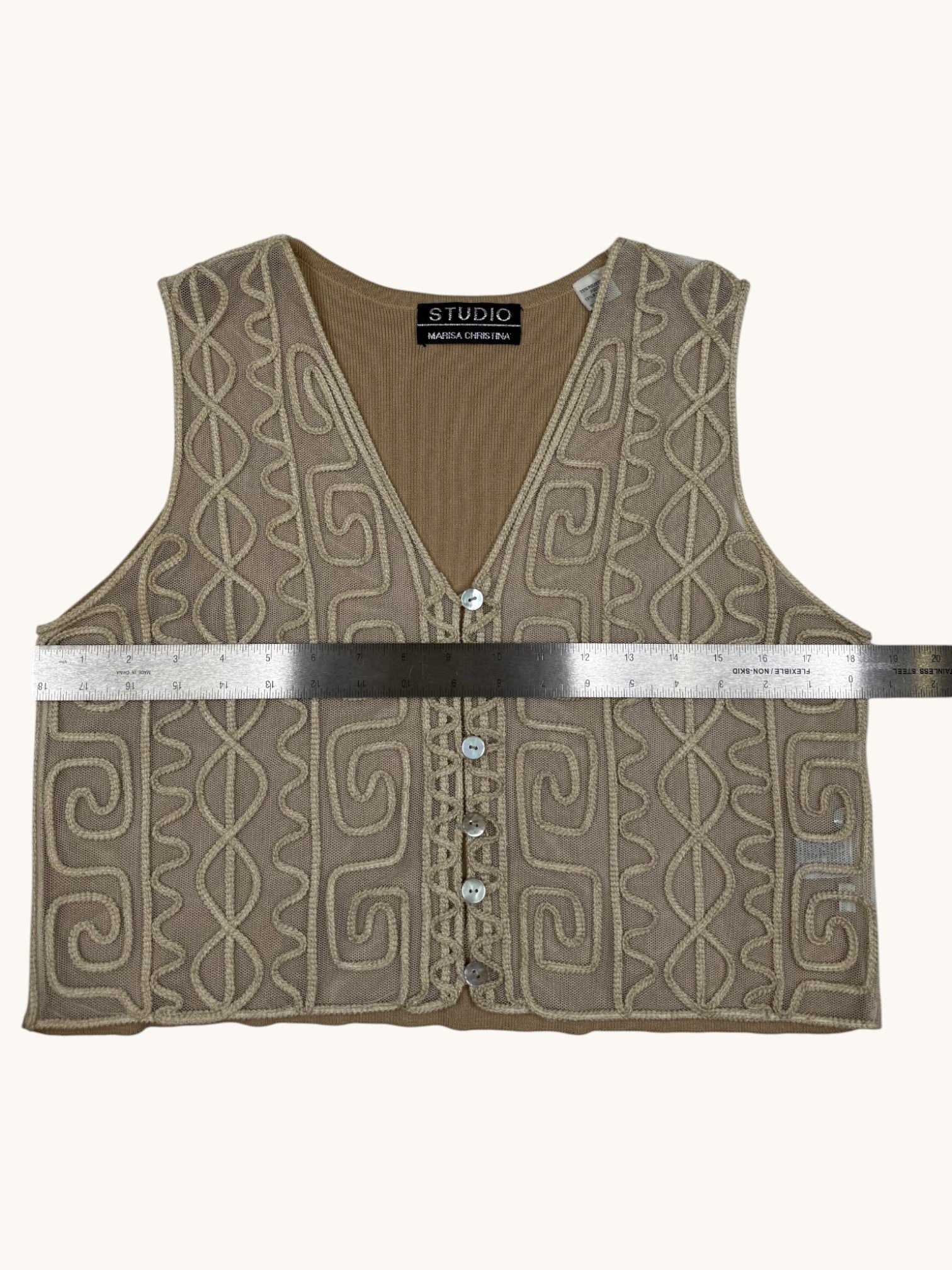 90s Studio Marisa Christina Beige Knit Vest