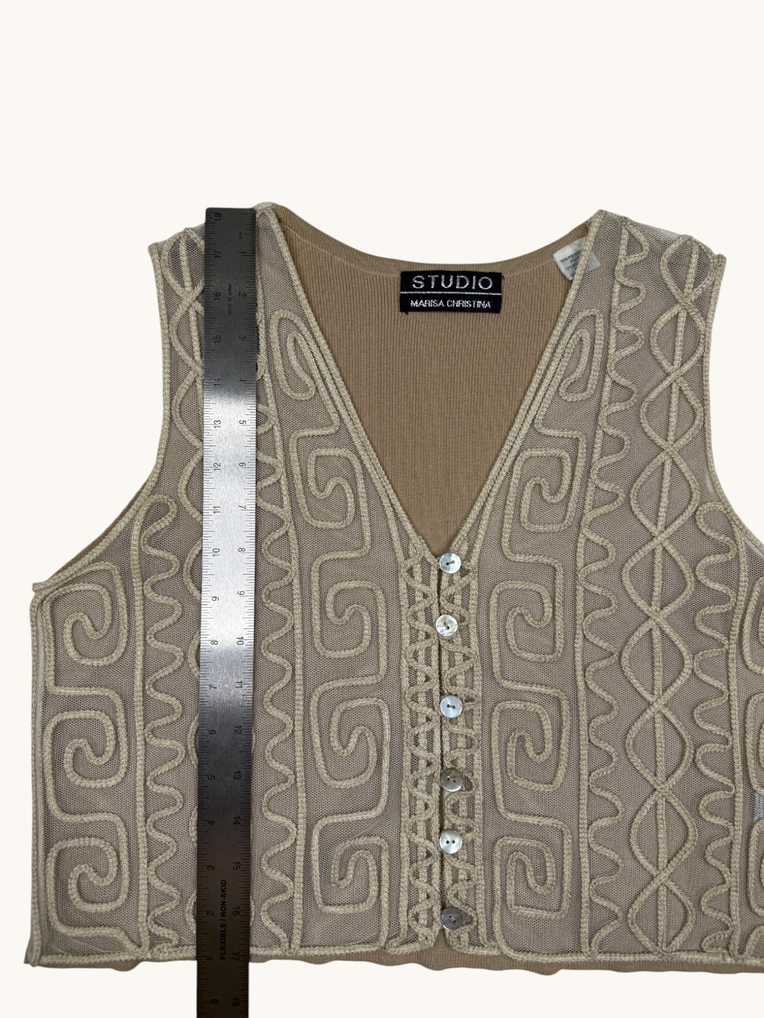 90s Studio Marisa Christina Beige Knit Vest