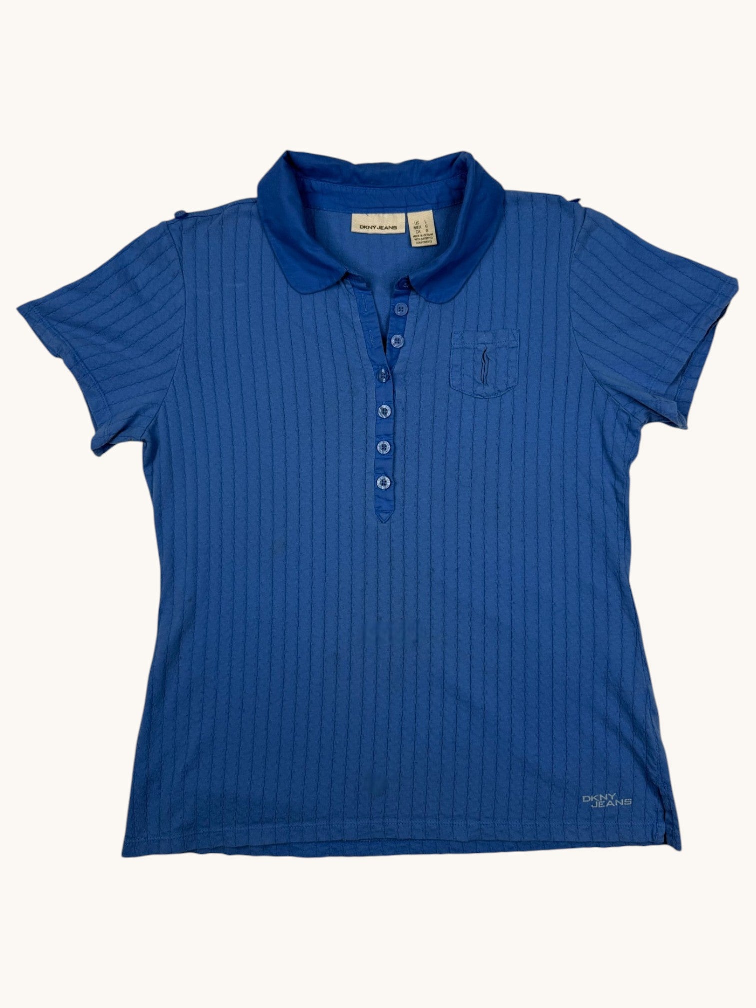 00s DKNY Jeans Blue Polo Top - L