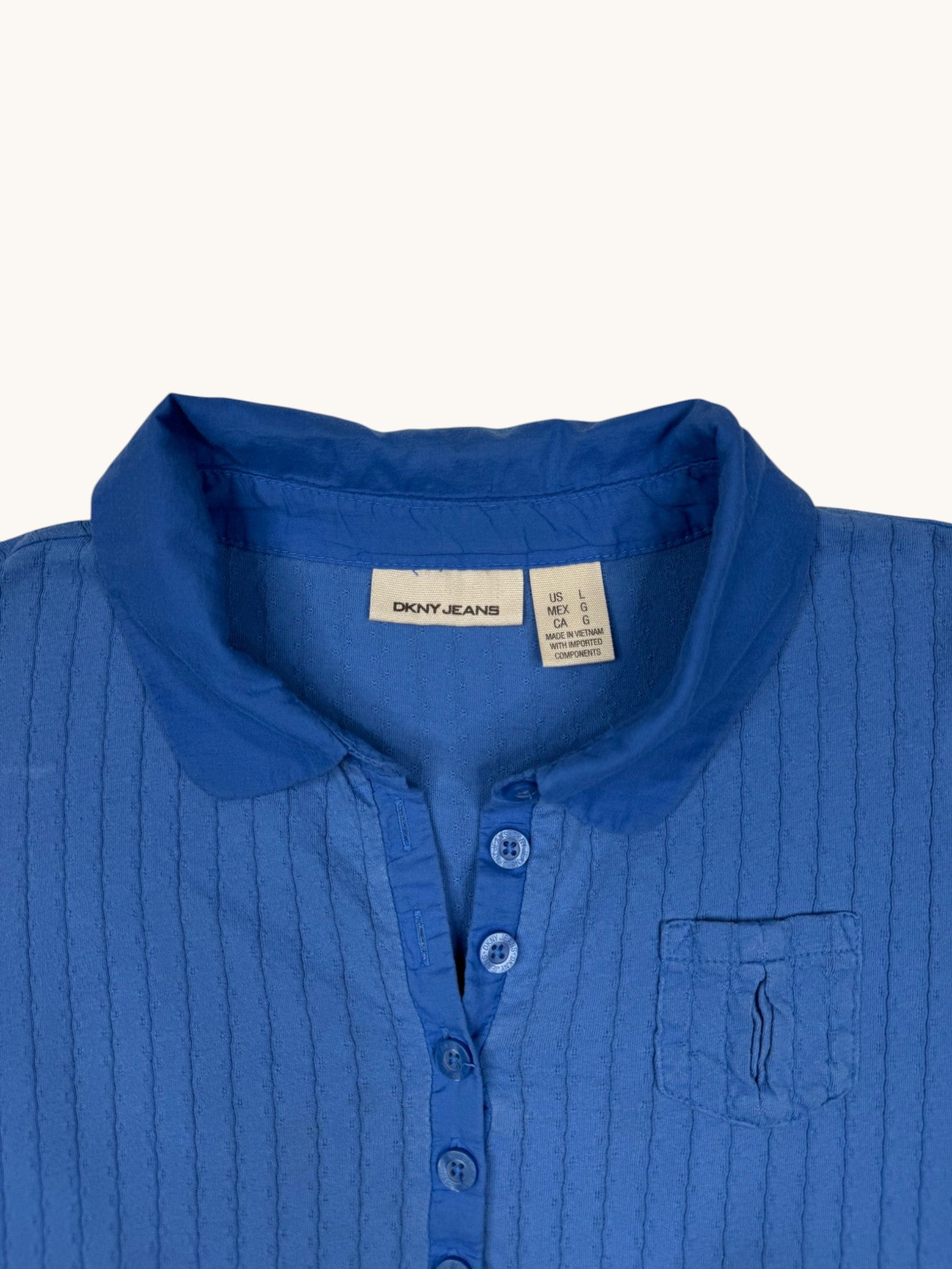 00s DKNY Jeans Blue Polo Top - L