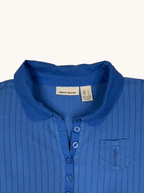 00s DKNY Jeans Blue Polo Top - L