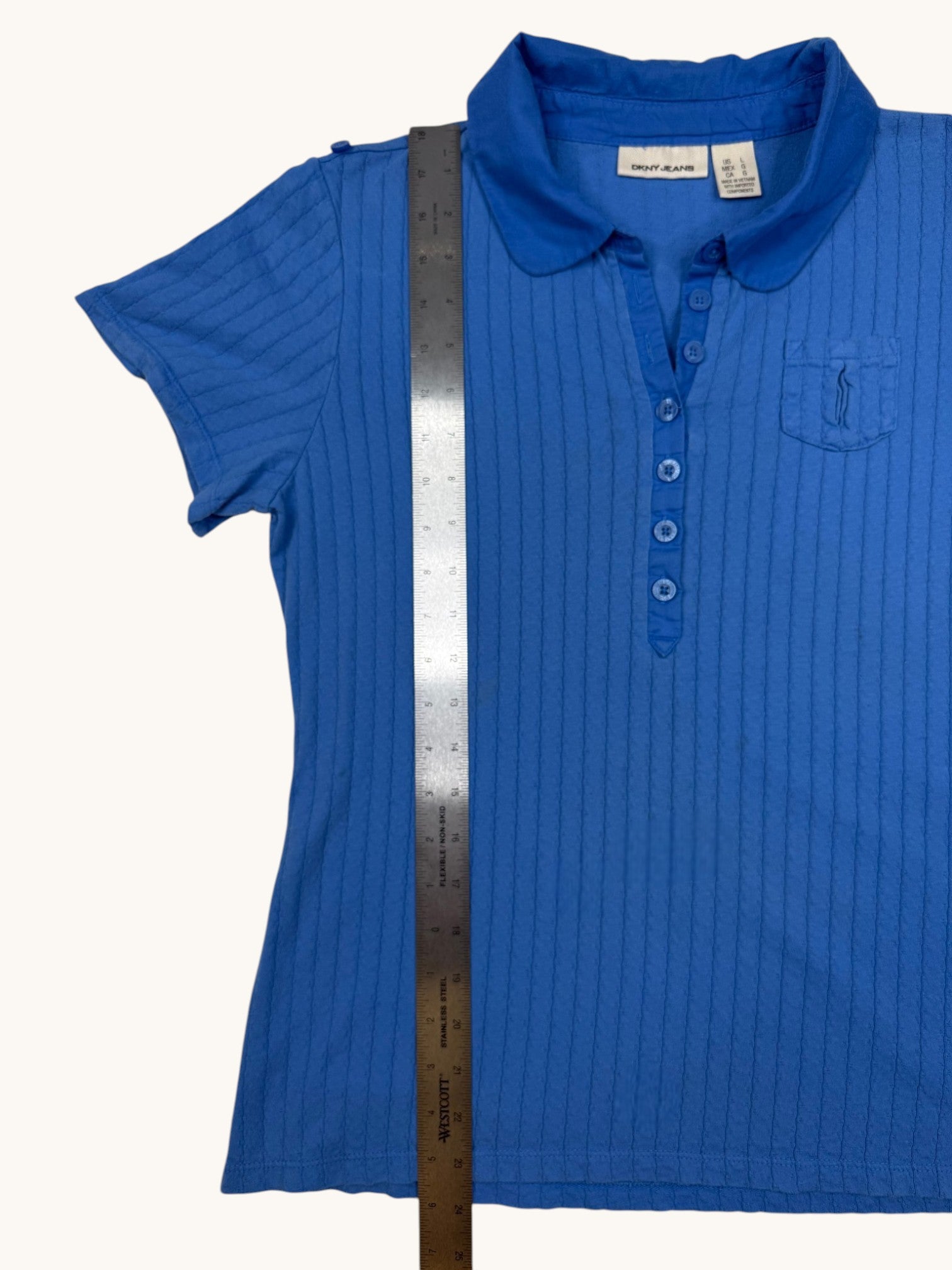00s DKNY Jeans Blue Polo Top - L