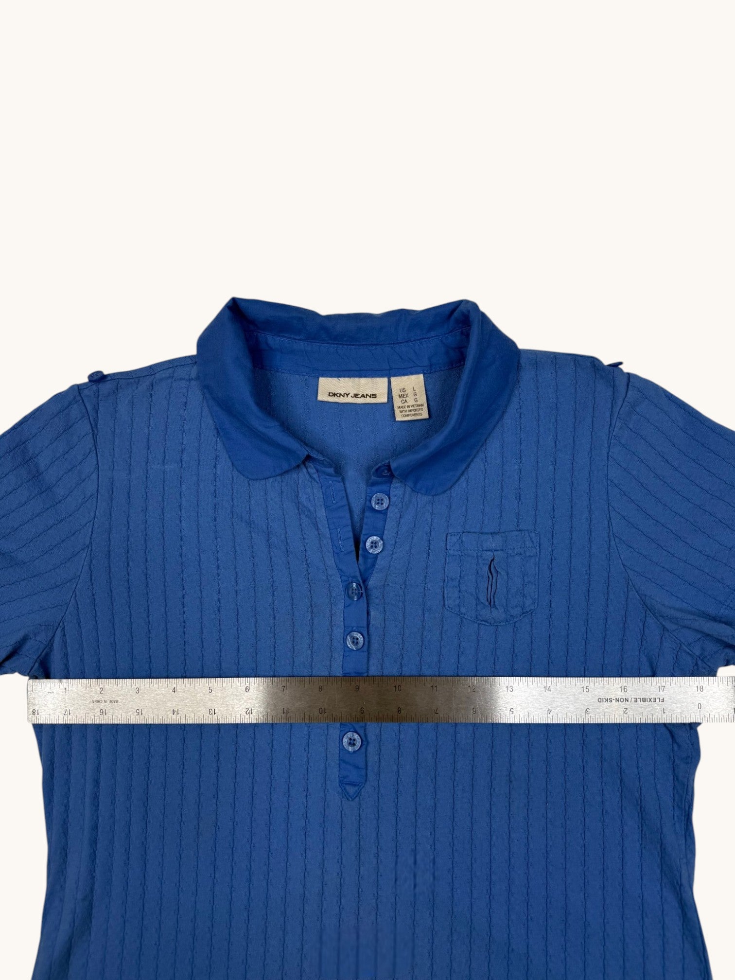 00s DKNY Jeans Blue Polo Top - L