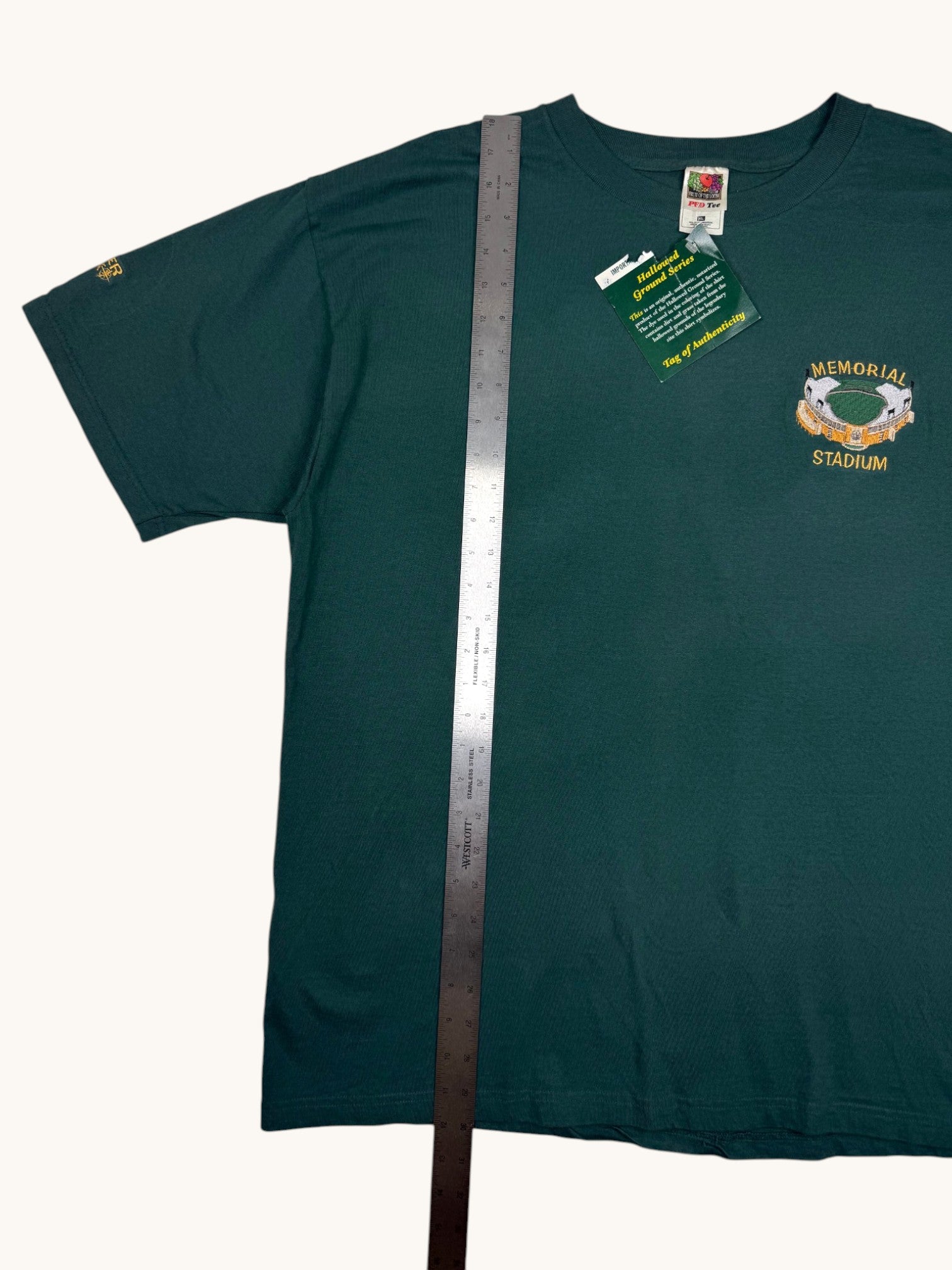 90s Fruit of the Loom Green Memorial Stadium Tee - XL