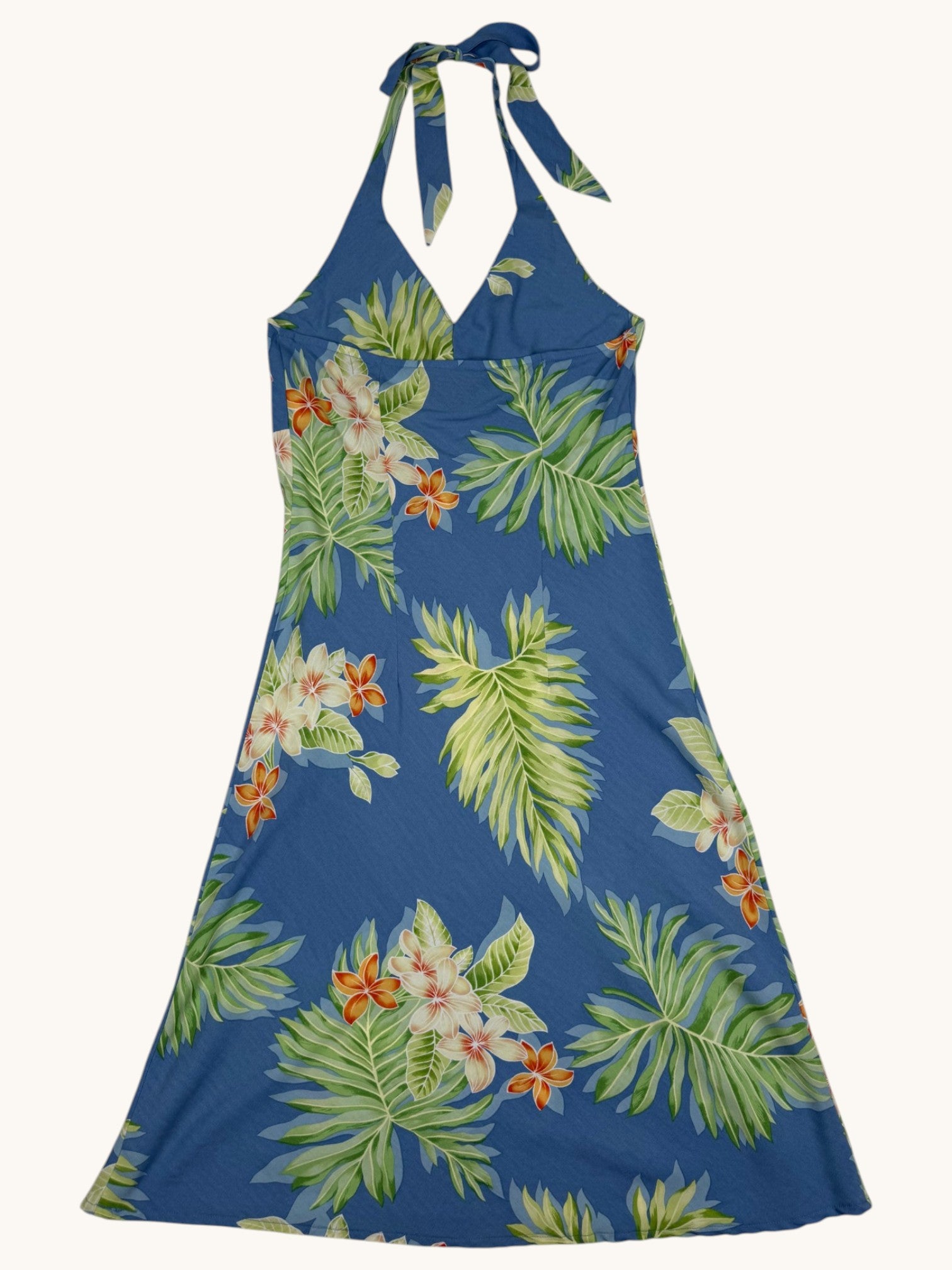 90s Kauaiana Blue Floral Halter Dress - S