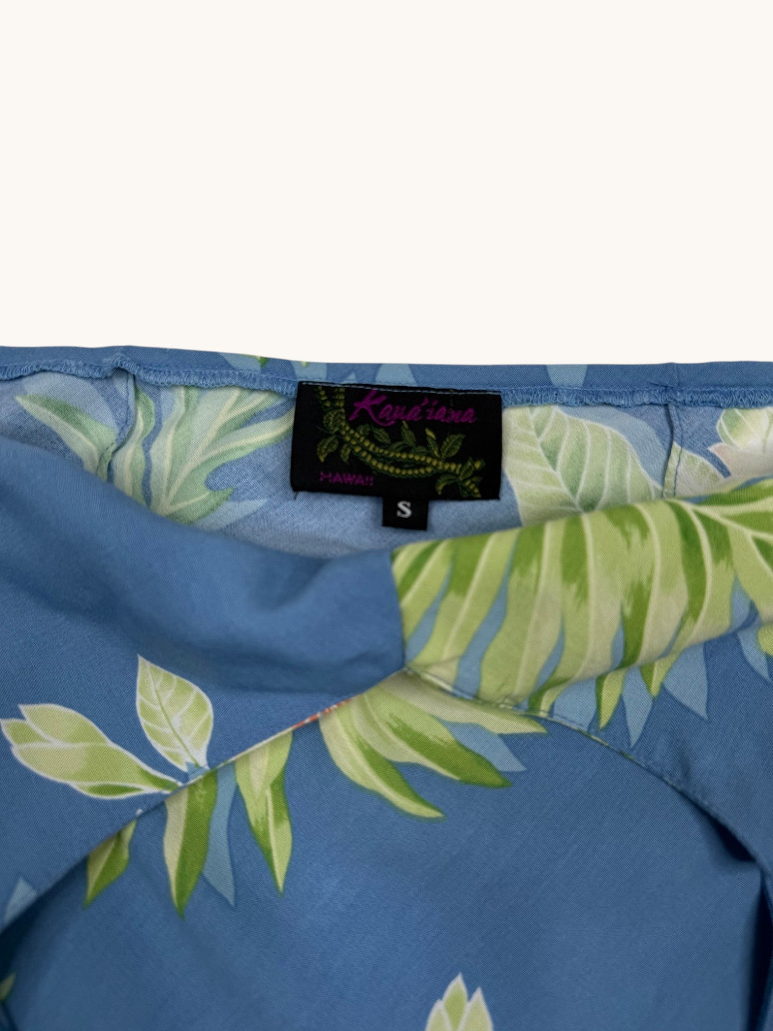 90s Kauaiana Blue Floral Halter Dress - S