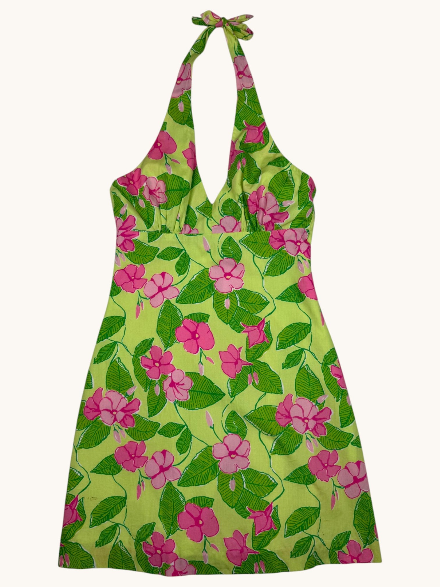 00s Lilly Pulitzer Mandevilla Pattern Halter Dress - 2