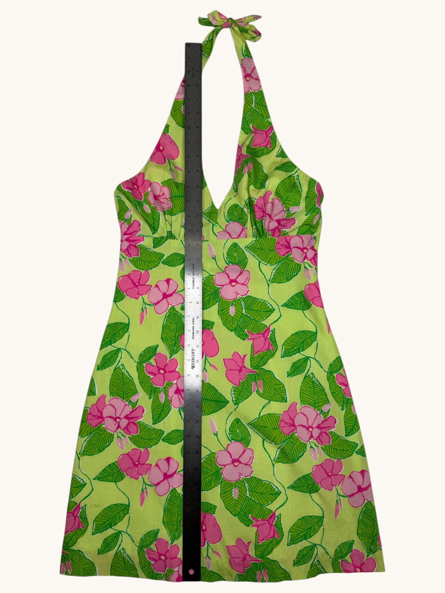 00s Lilly Pulitzer Mandevilla Pattern Halter Dress - 2