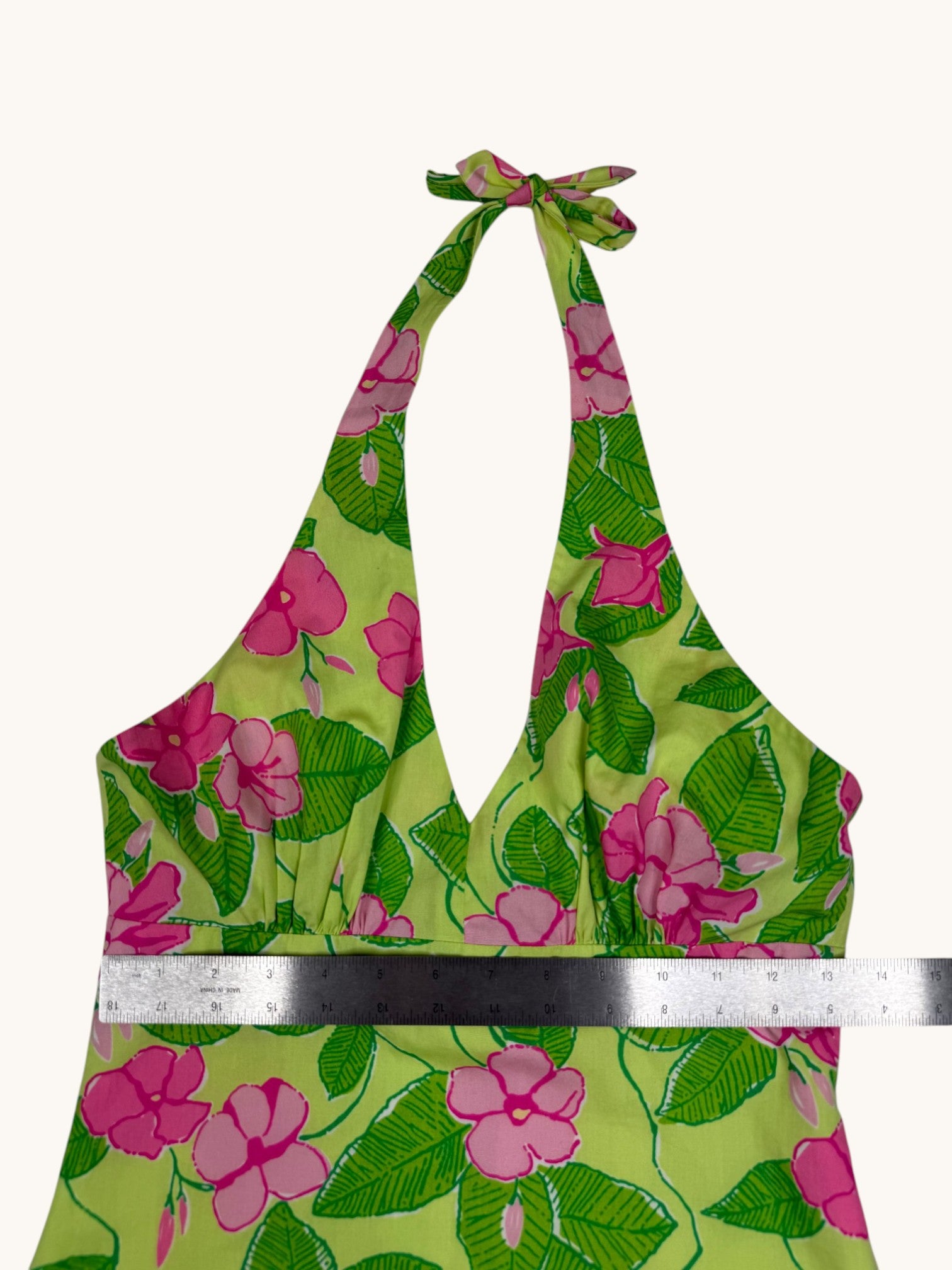 00s Lilly Pulitzer Mandevilla Pattern Halter Dress - 2