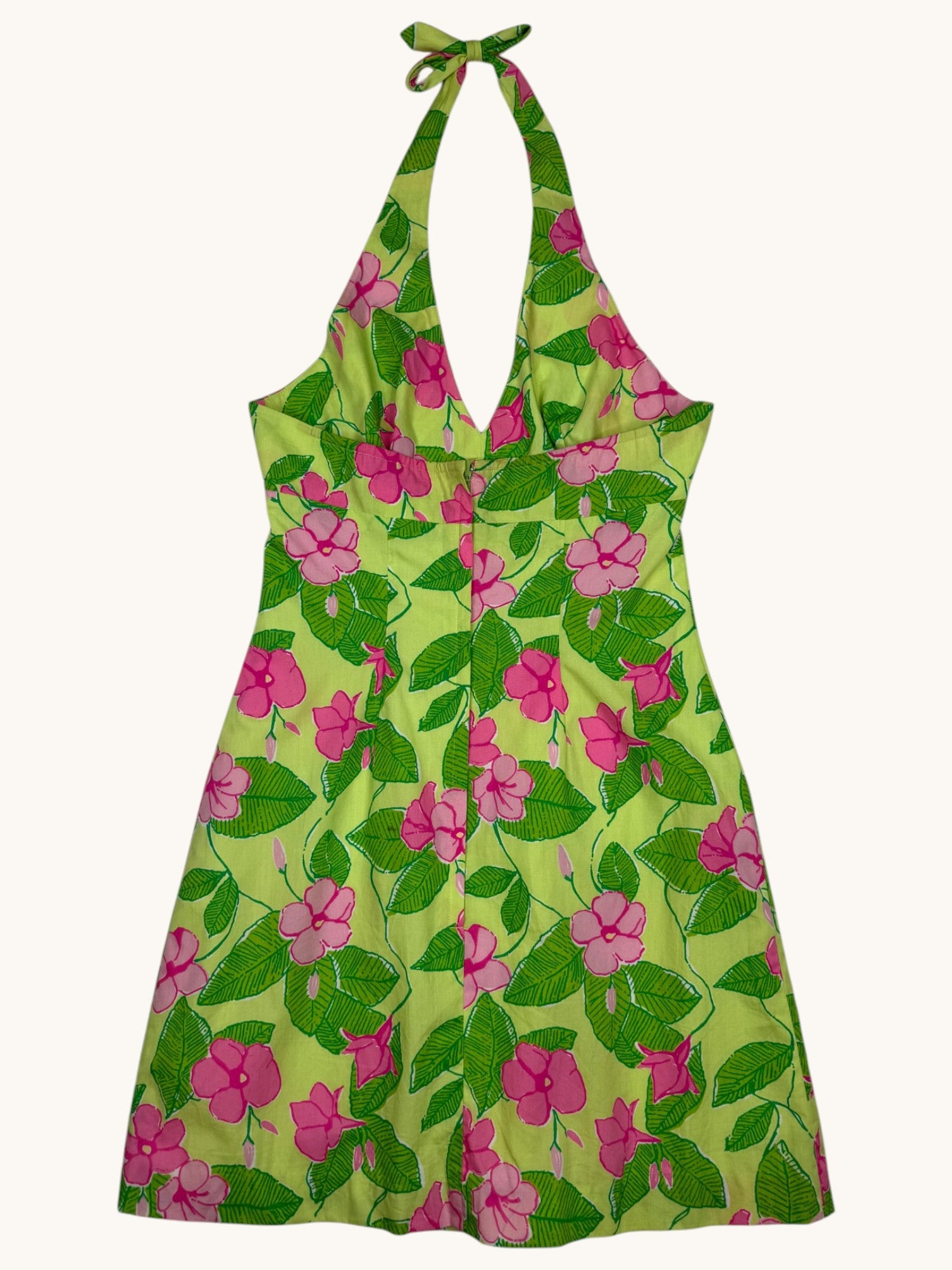 00s Lilly Pulitzer Mandevilla Pattern Halter Dress - 2