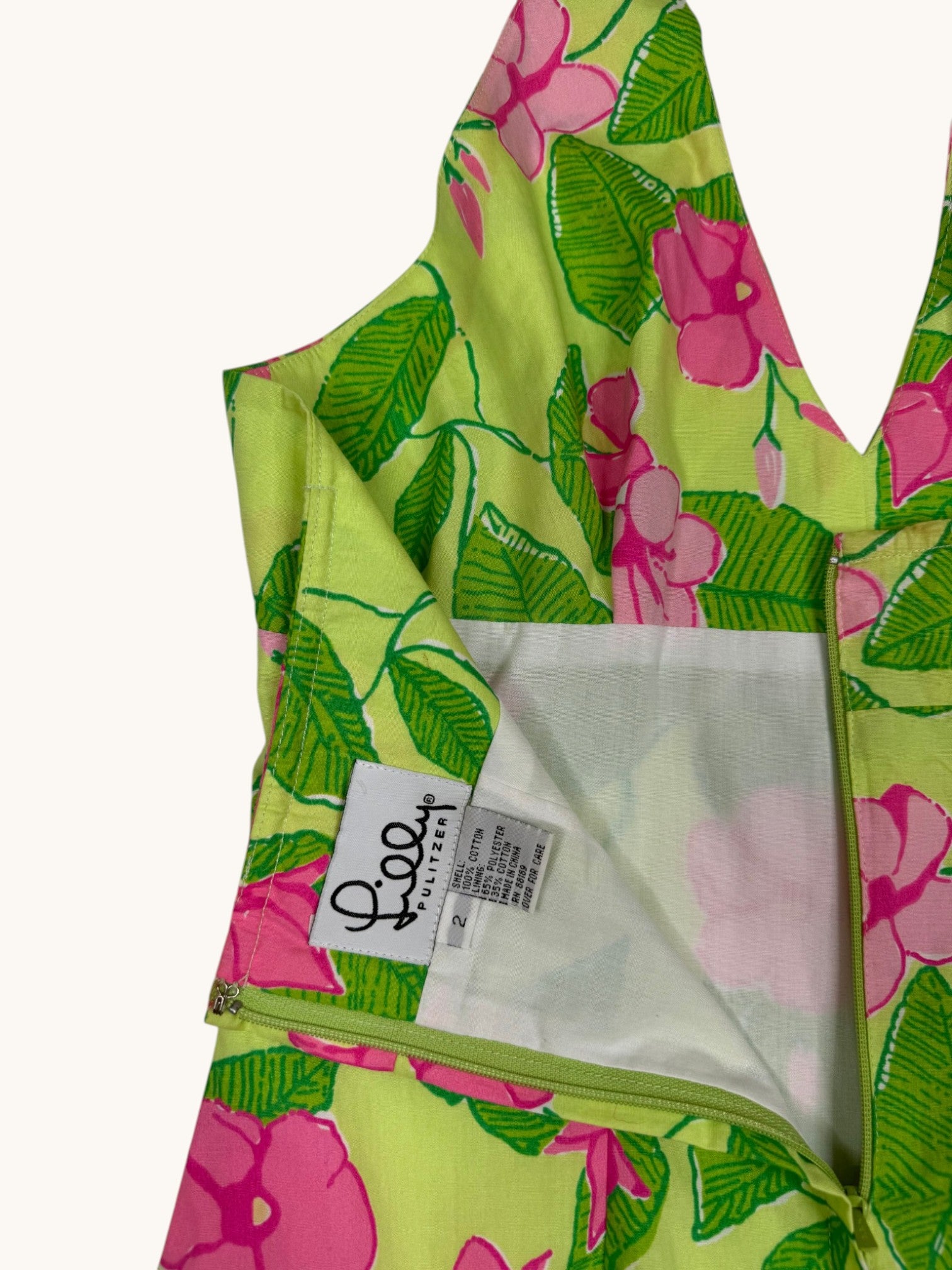 00s Lilly Pulitzer Mandevilla Pattern Halter Dress - 2