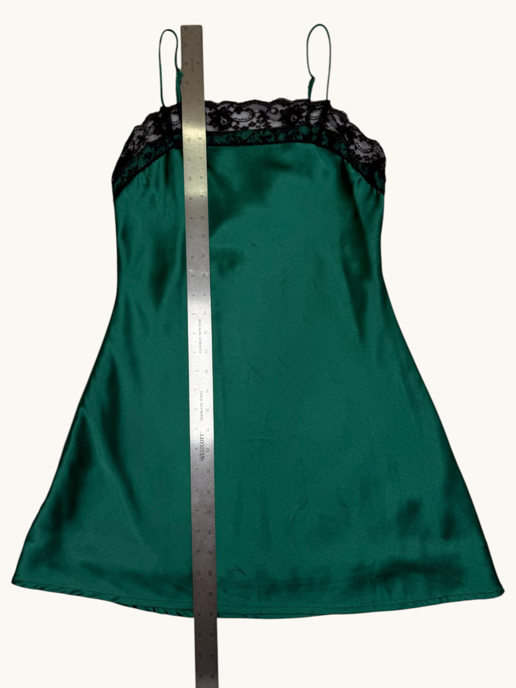 00s Abercrombie & Fitch Green Lace Slip Dress - XS